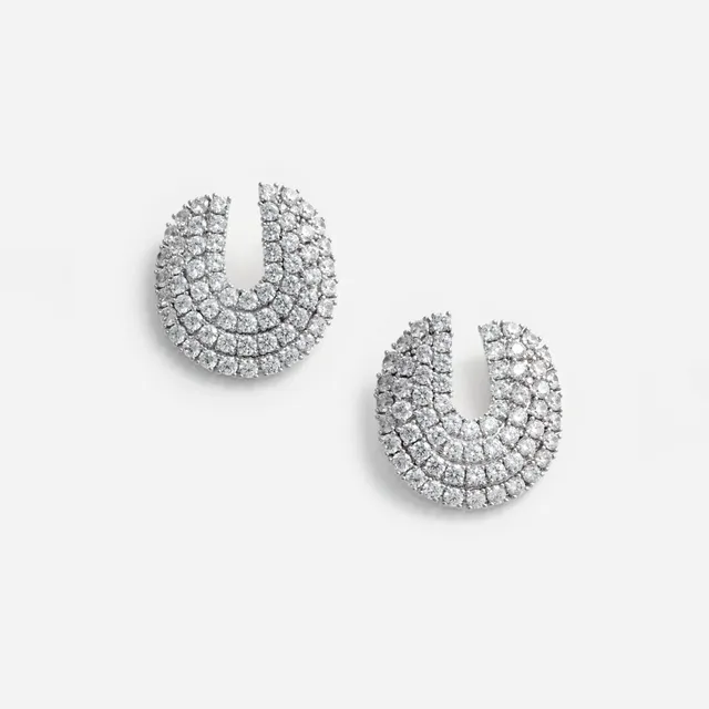 Self Portrait Crystal Curved Earrings Ohrstecker One Size