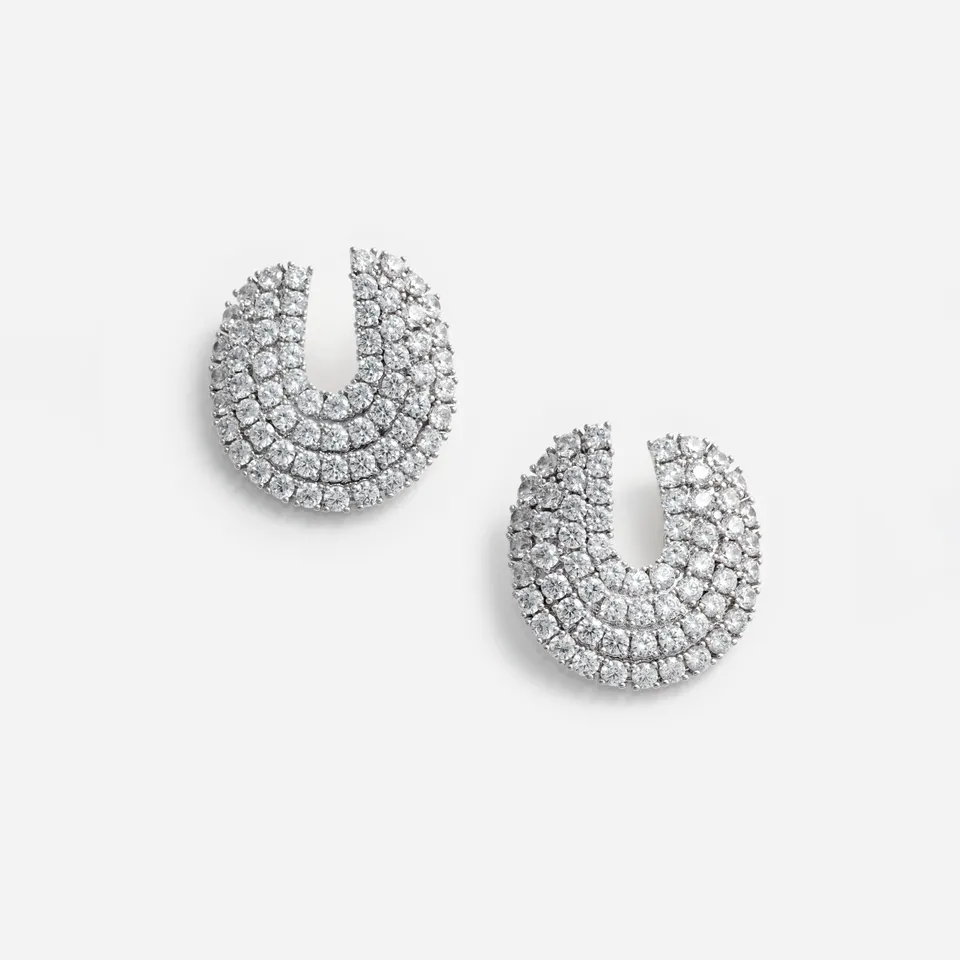 Self Portrait Crystal Curved Earrings Ohrstecker One Size
