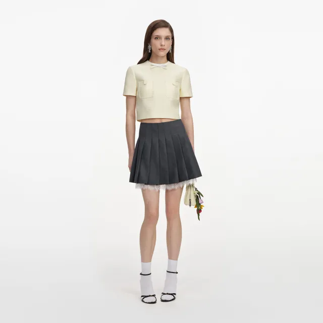 Self Portrait Yellow Taffeta Top UK 8 gelb mit Schleife