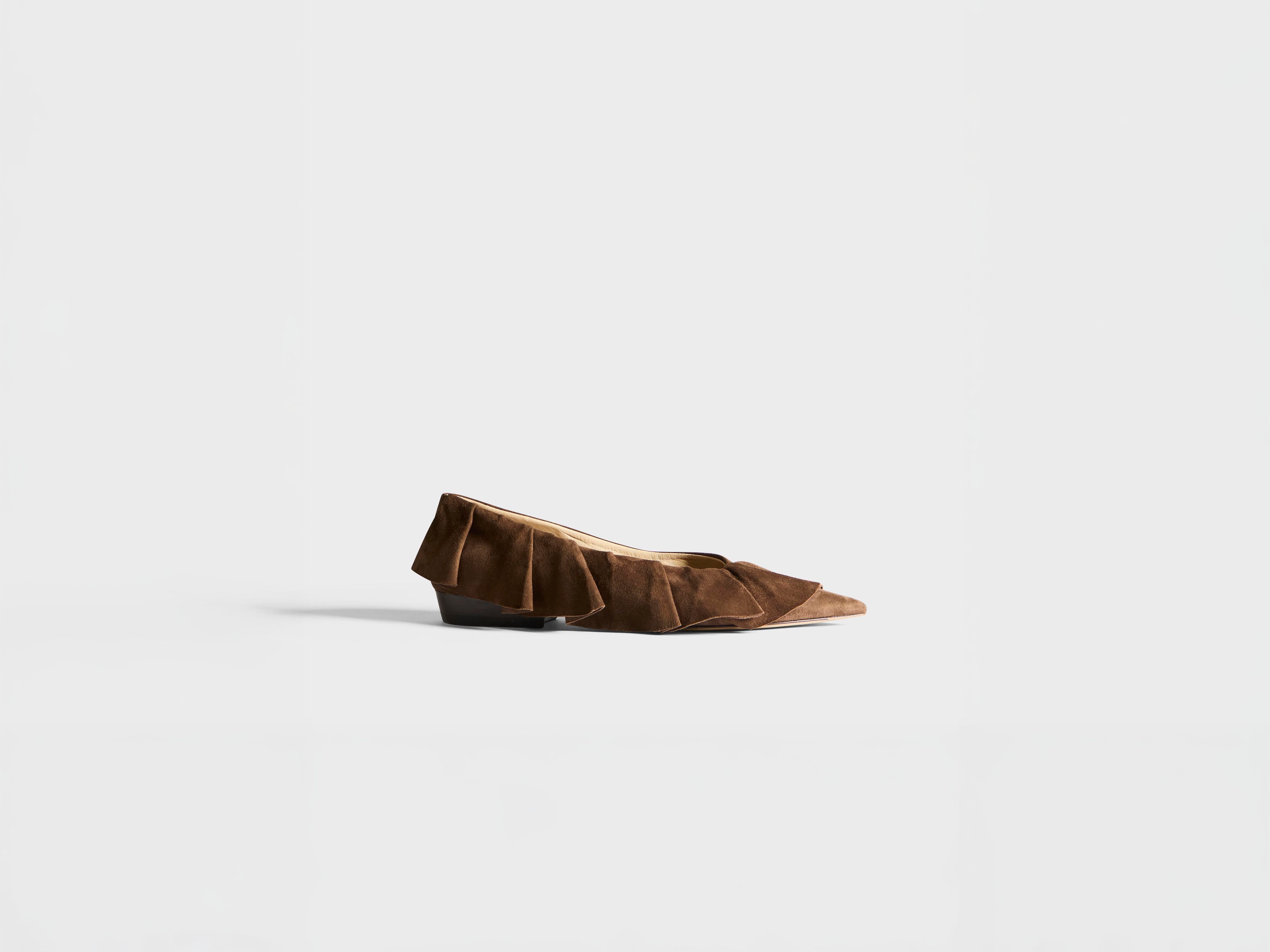 J.W.Anderson Ruffle Ballerina Braun Wildleder