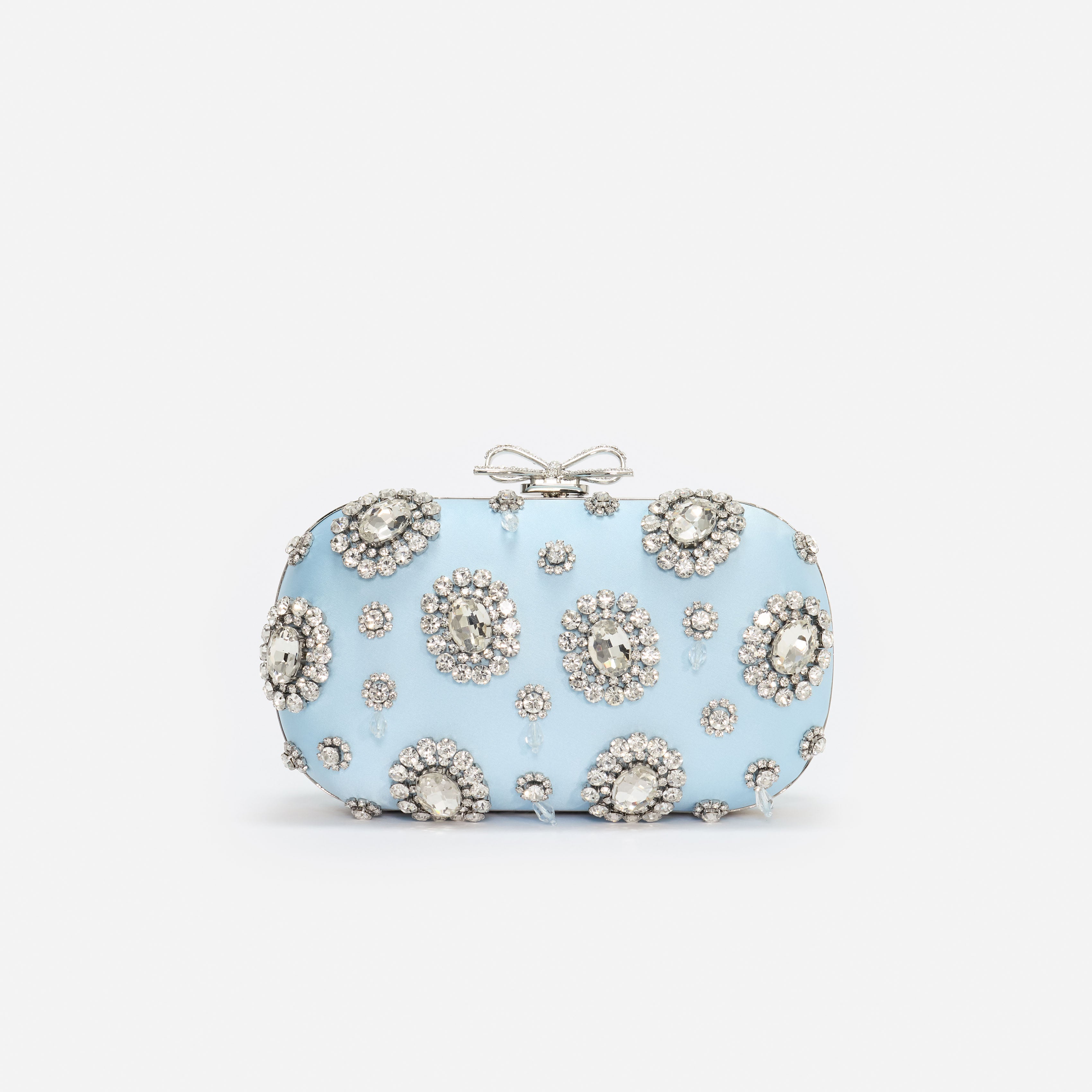 Self Portrait Blue Satin Multi Crystal Clutch Tasche Blau OneSize