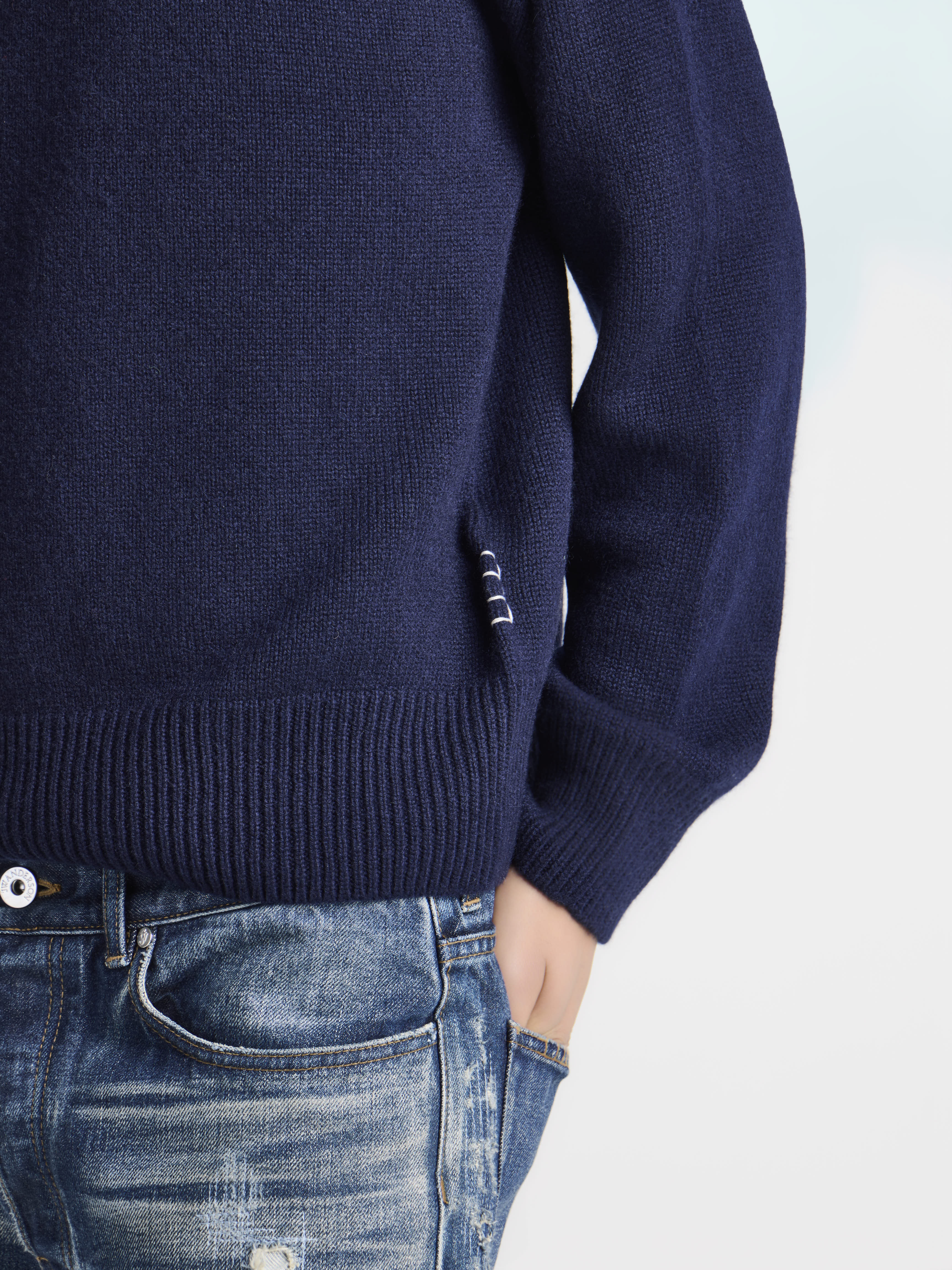 J.W.Anderson V-Neck Cashmere Pullover Navy Herren
