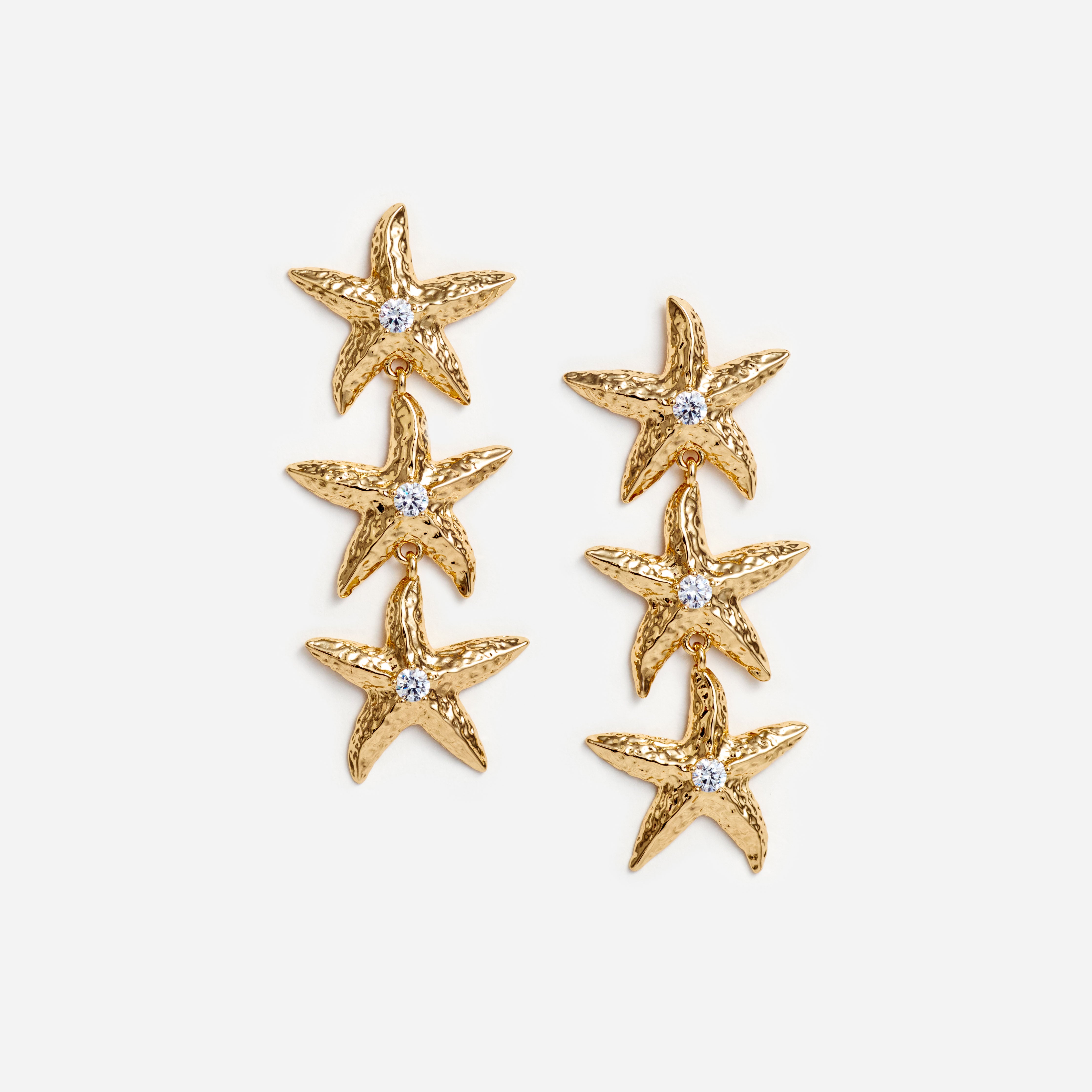 Self Portrait Mottled Gold Sea Star Ohrringe Kristall