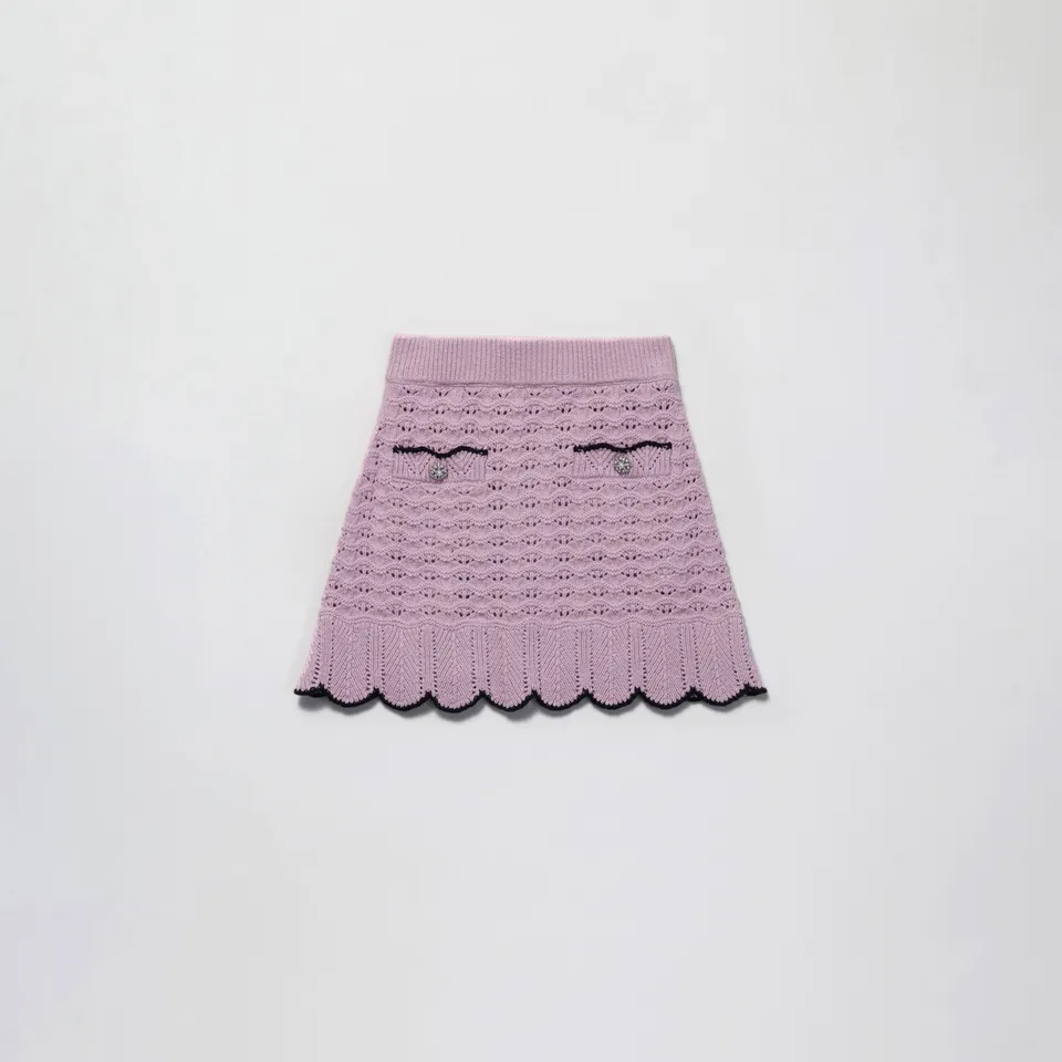 Self Portrait Lilac Crochet Knit Mini Rock Lila Kinder Häkel