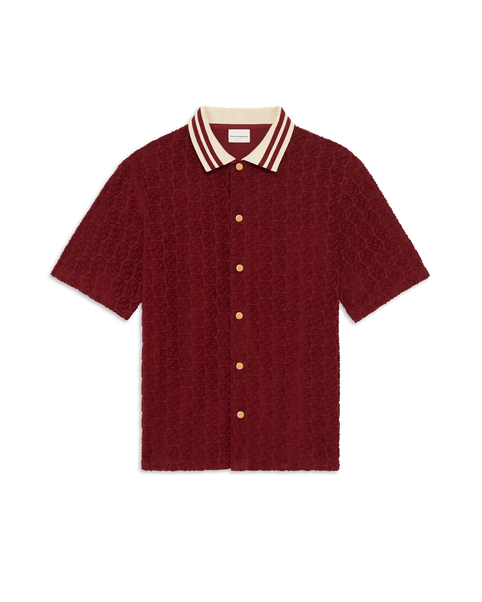 Drôle de Monsieur Monogram Hemd Burgund Baumwolle