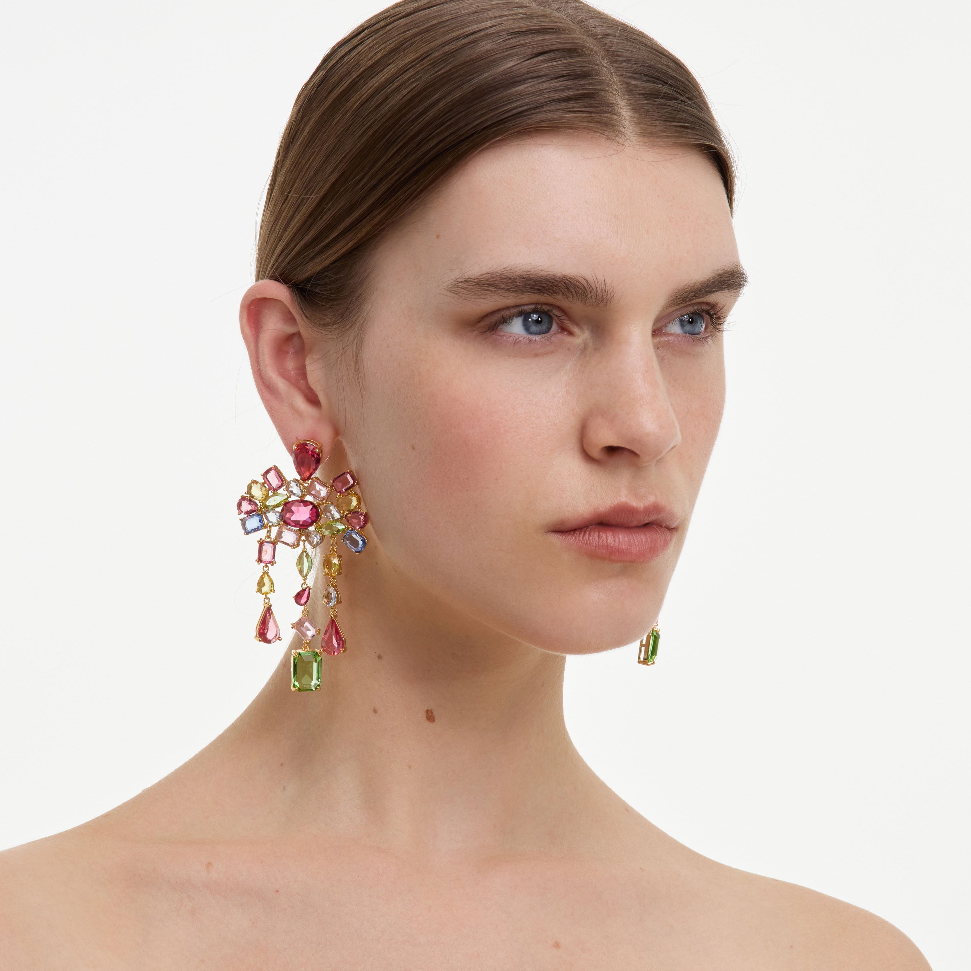 Self Portrait Multi Crystal Cluster Ohrringe Bunt Gold