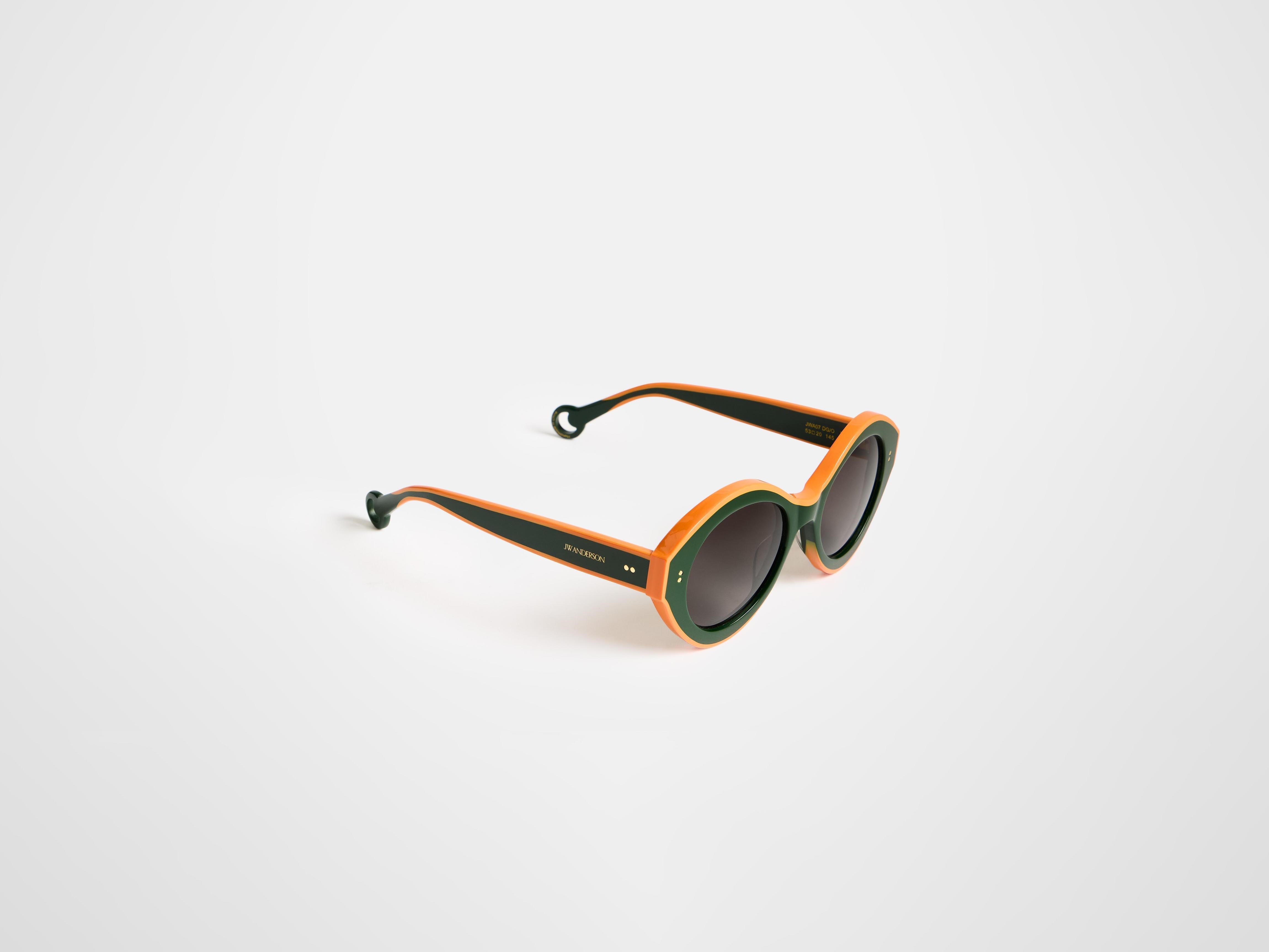 J.W.Anderson JWA07 Bumper Sonnenbrille Grün Orange Acetat
