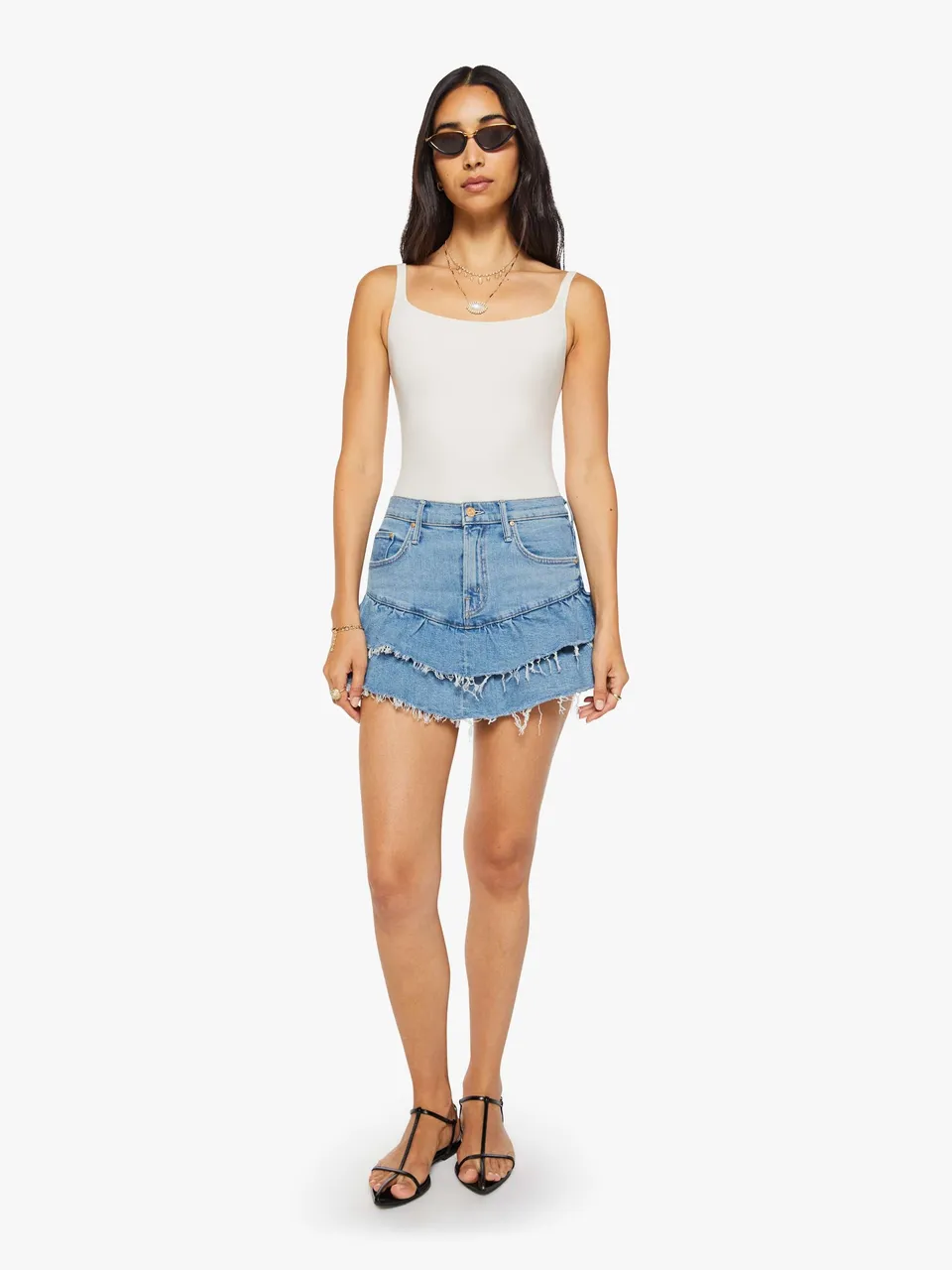 Mother Ruffle My Feathers Mini Rock Hellblau Denim