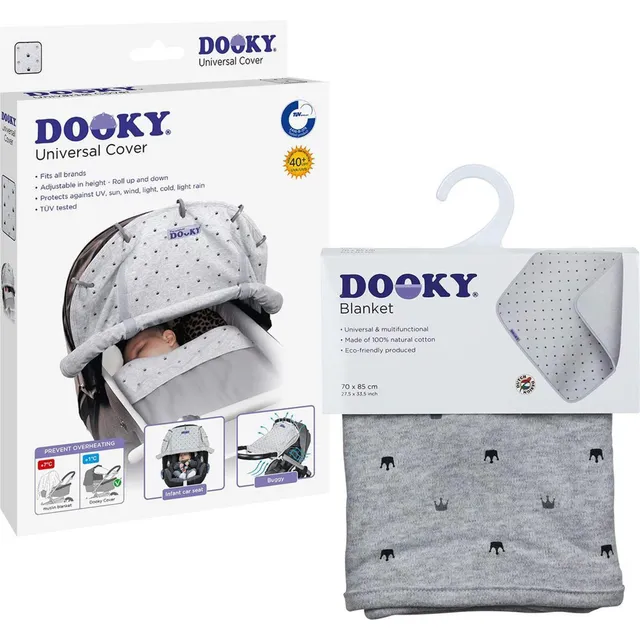 Dooky Universal Cover Combi Pack Light Grey Crown UV 40+ Set