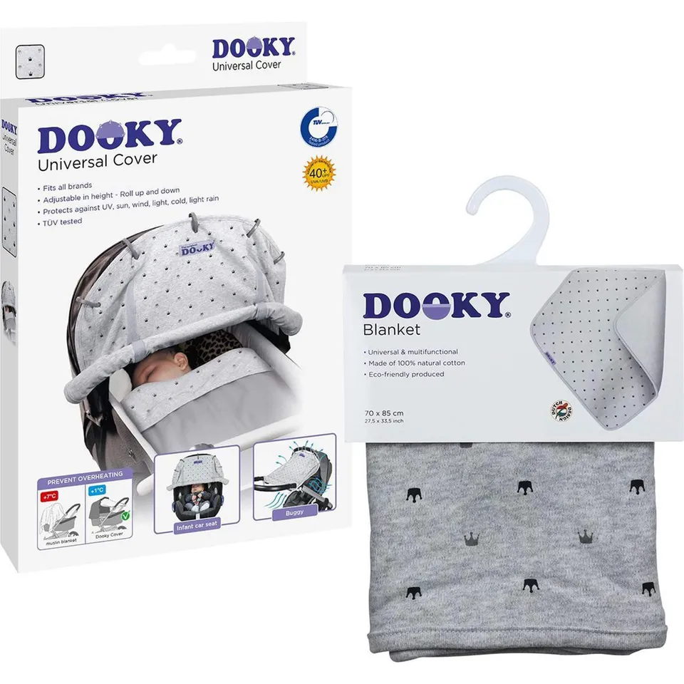 Dooky Universal Cover Combi Pack Light Grey Crown UV 40+ Set