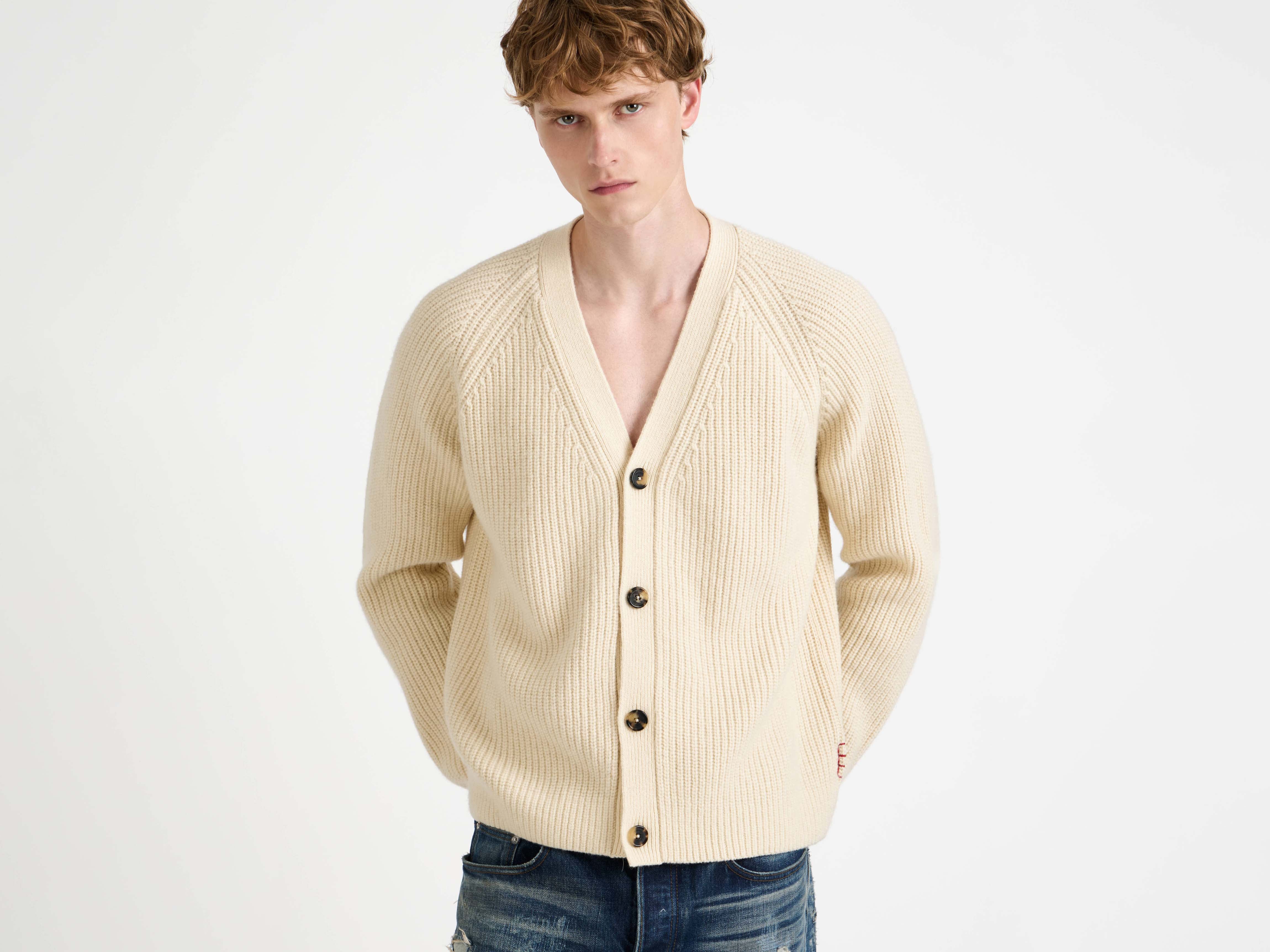 J.W.Anderson V-Neck Cardigan Ivory Herren Yak