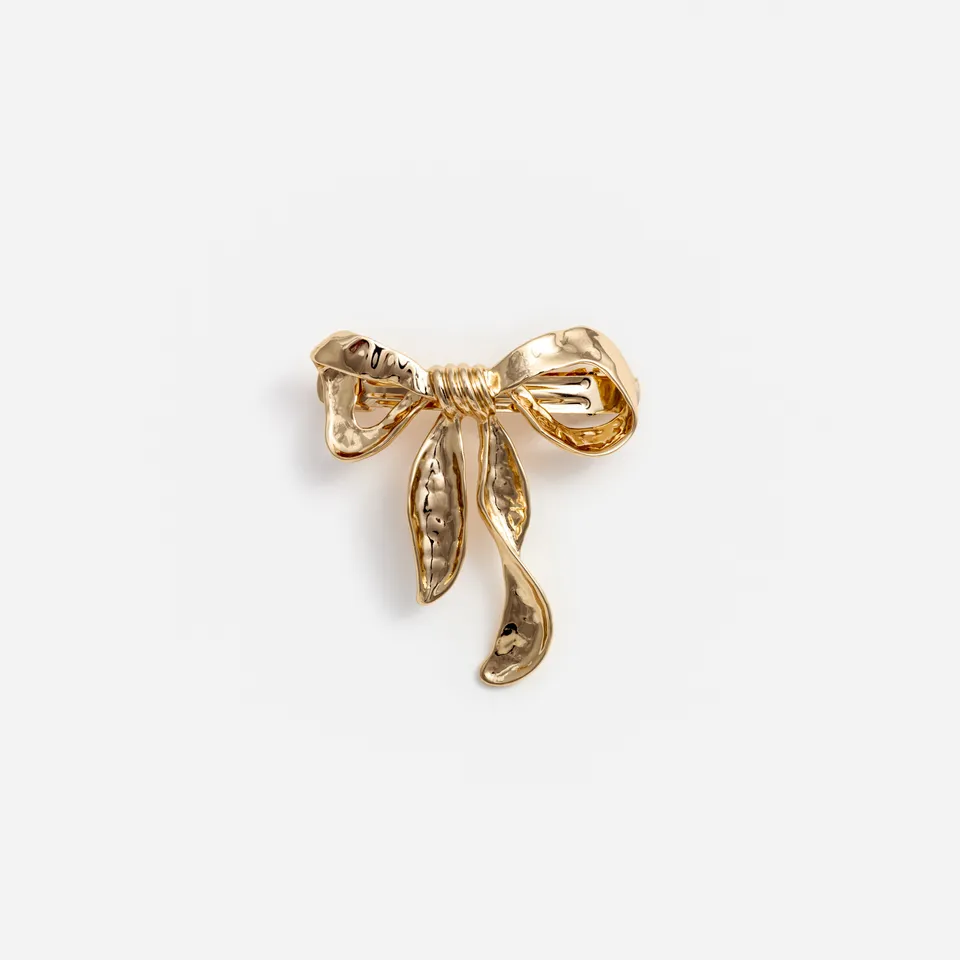 Self Portrait Mottled Gold Bow Haarclip Gold One Size