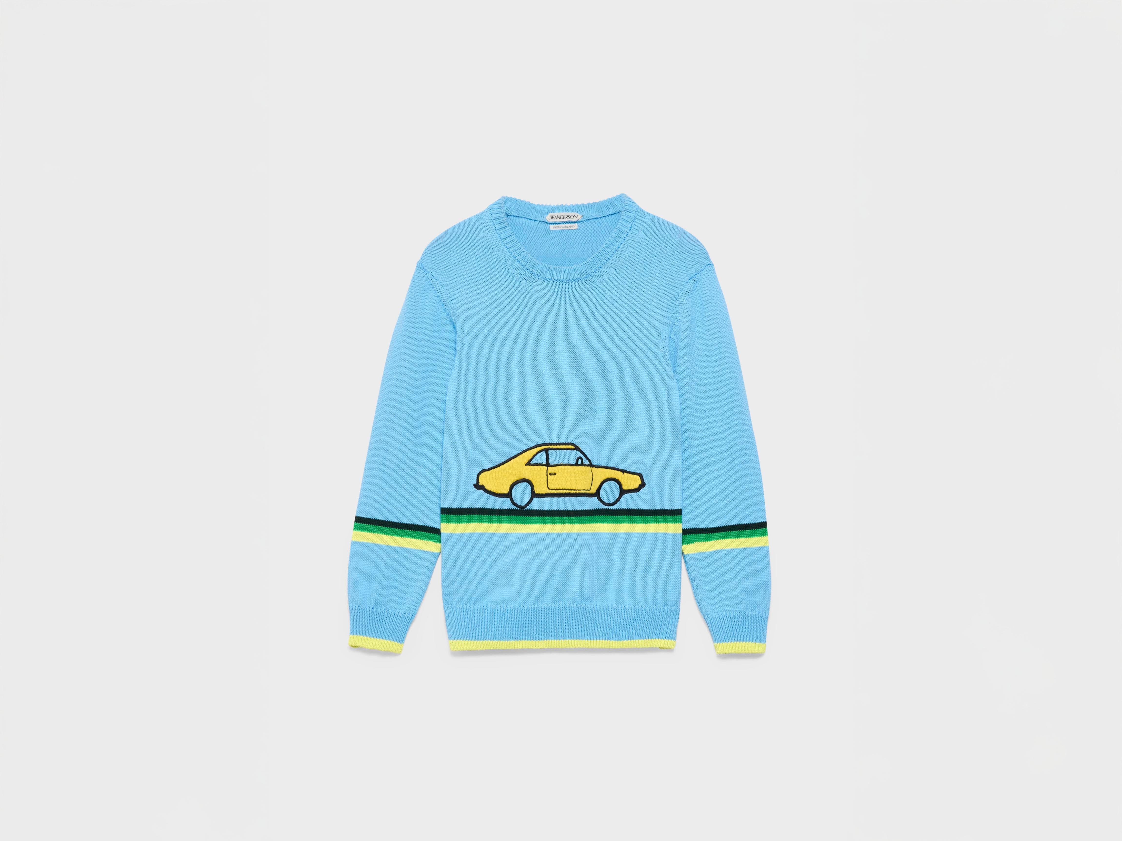 J.W.Anderson Car Jumper Pullover Hellblau Baumwolle