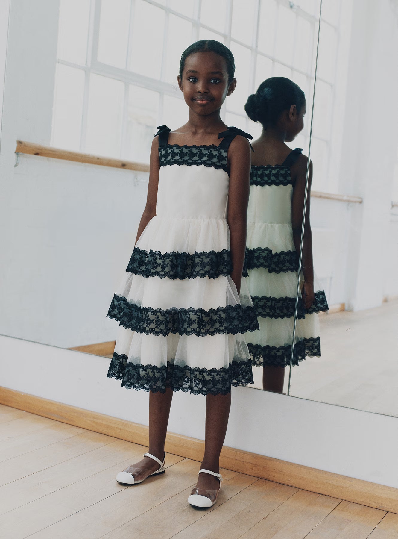 Self Portrait Cream Tulle Kinderkleid Creme Tüll Spitze