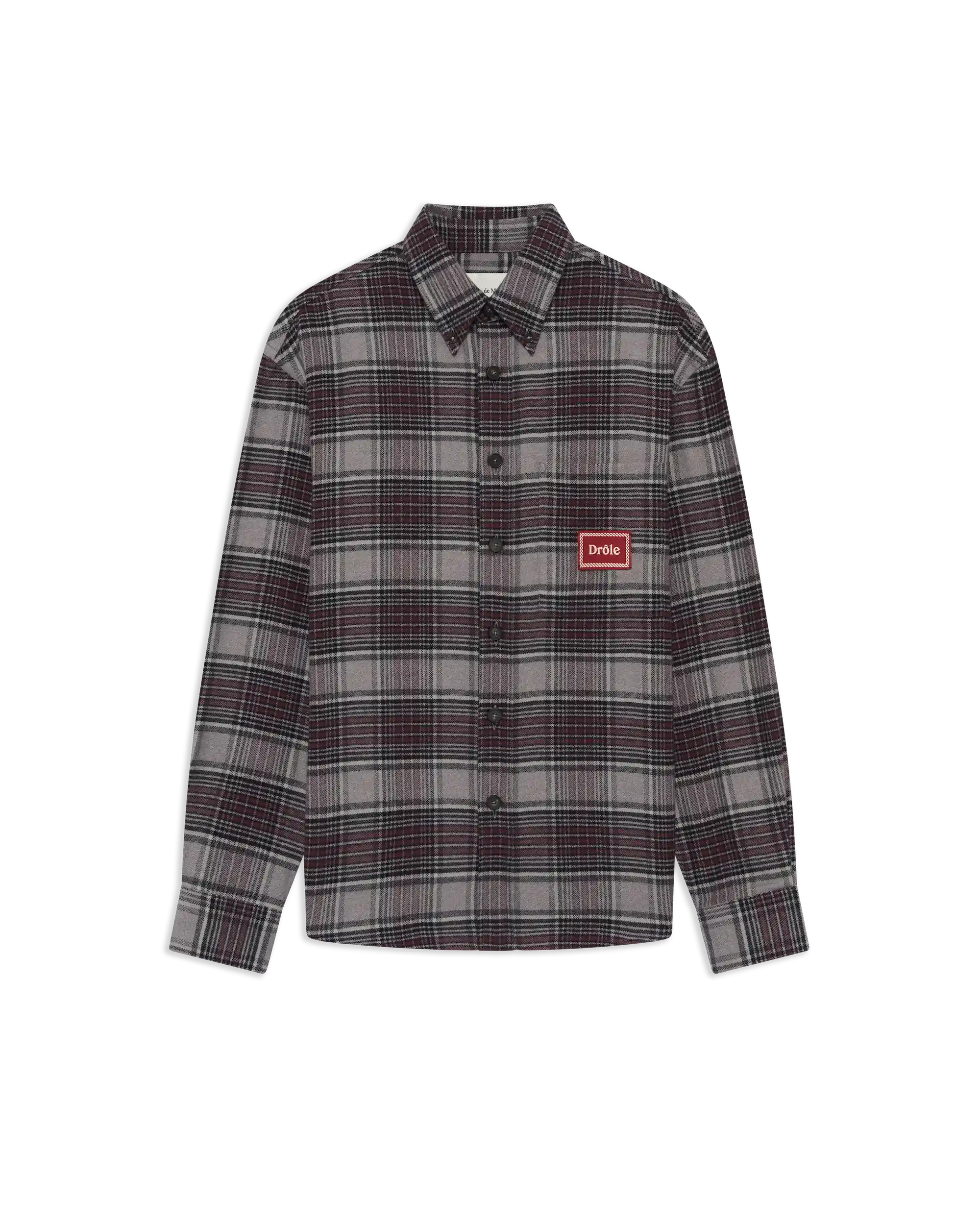 Drôle De Monsieur Boxy Flanel Checked Shirt Flanellhemd Grau