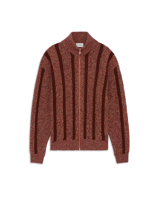 Drôle De Monsieur Zipped Torsade Cardigan Strickjacke Braun Wolle