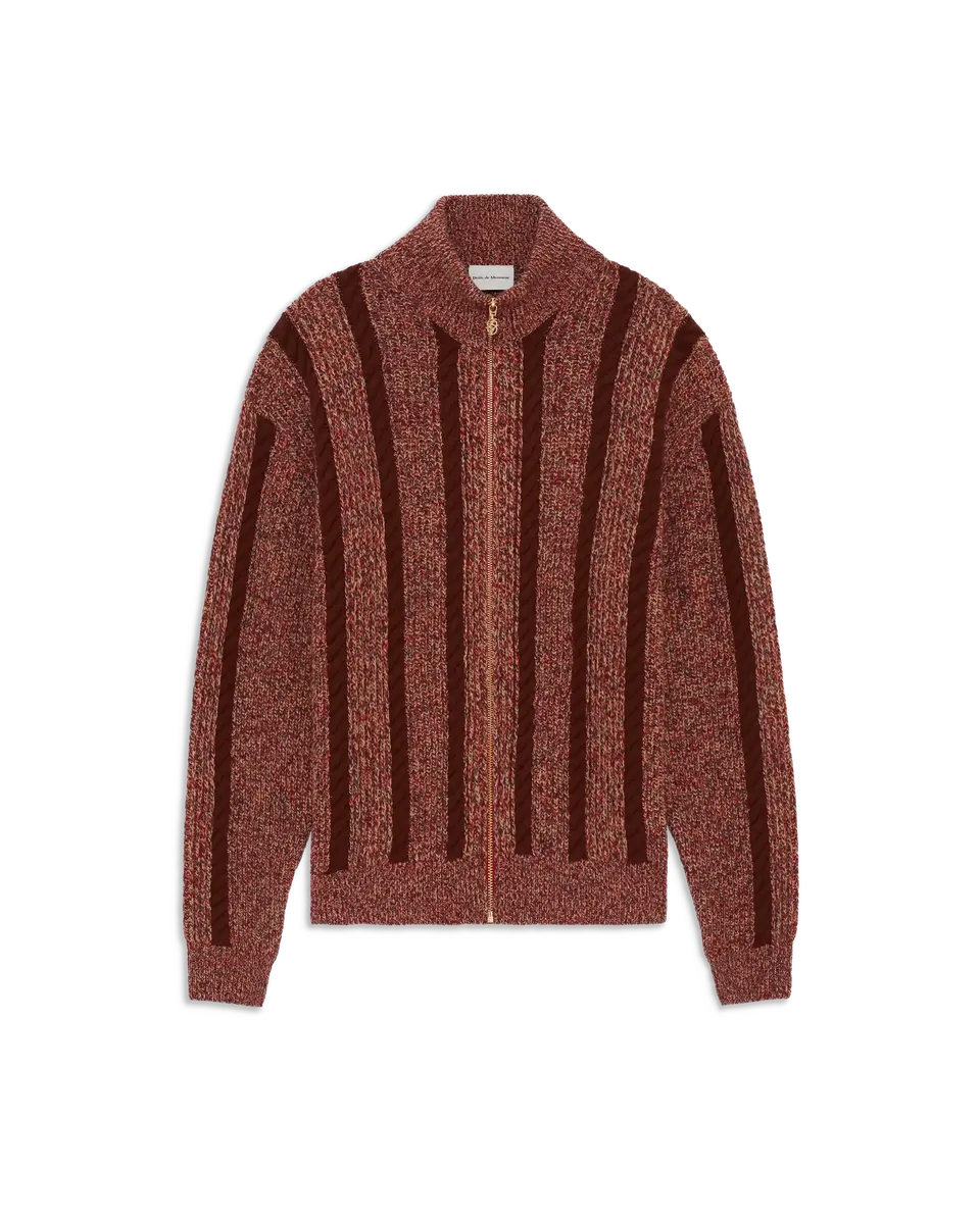 Drôle De Monsieur Zipped Torsade Cardigan Strickjacke Braun Wolle
