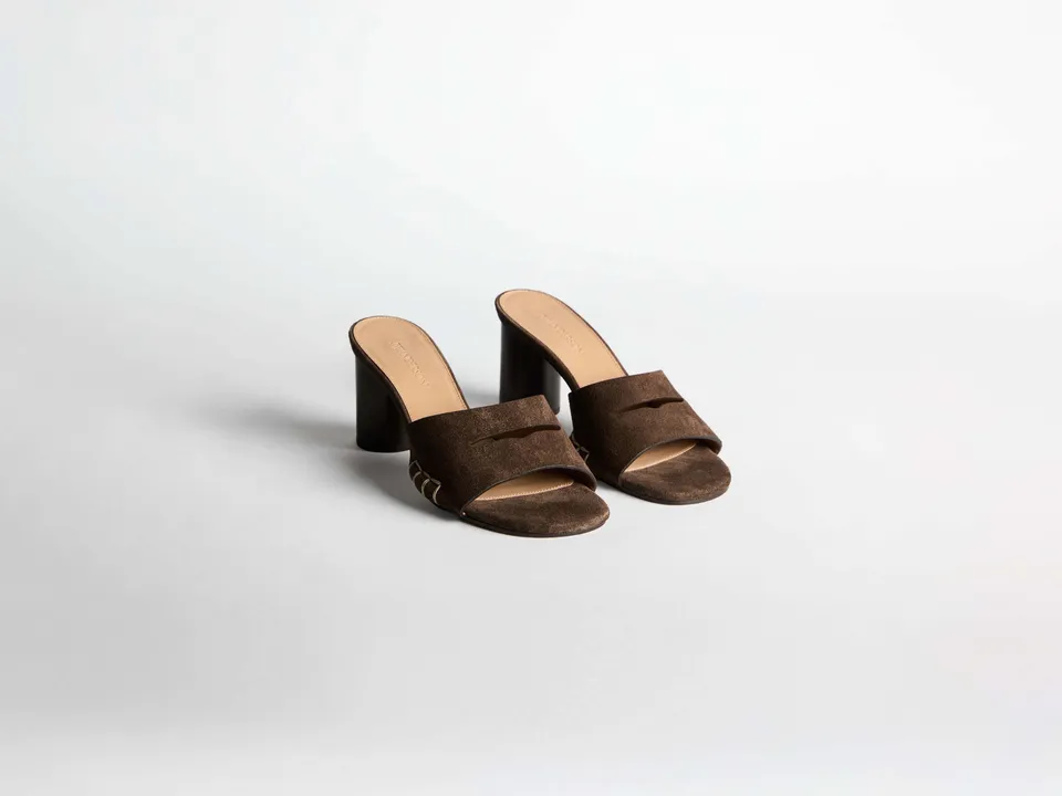 J.W.Anderson Loafer Mule Pantoletten Schokobraun Wildleder