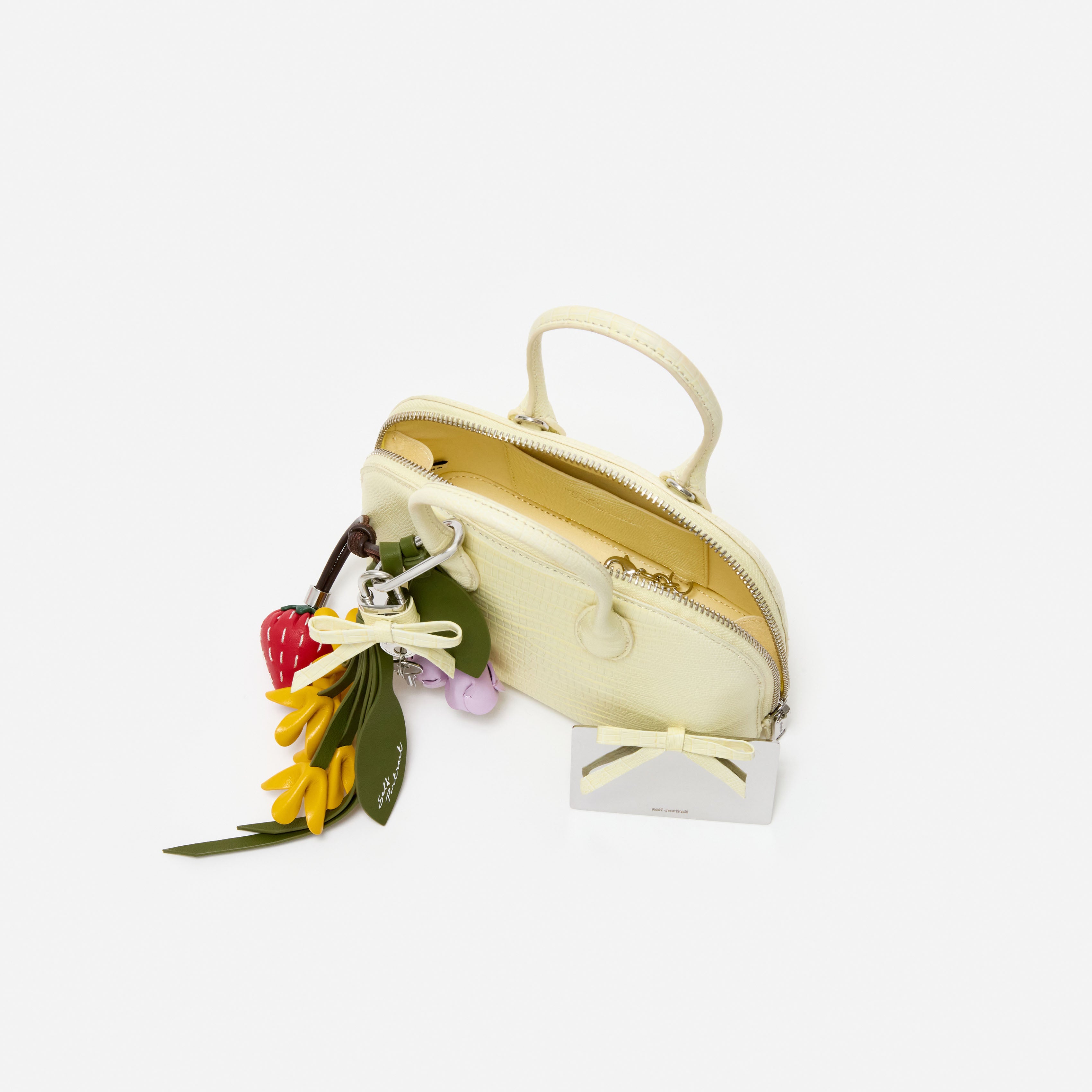 Self Portrait Embossed Leather Yellow Mini Bag Tasche Gelb