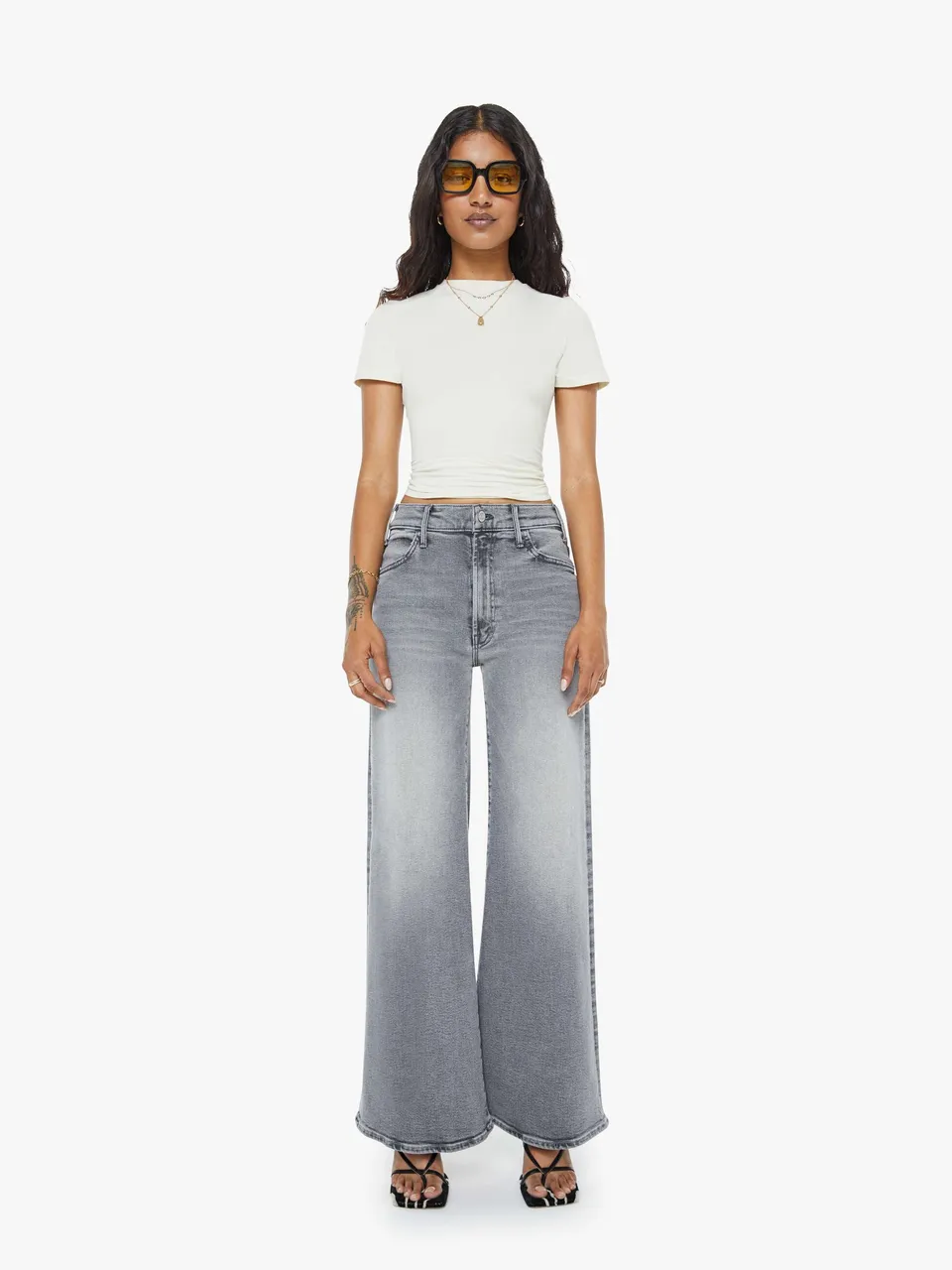 Mother Denim Lil Hustler Roller Skimp Jeans Grau Petite