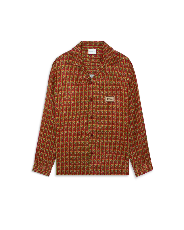 Drôle De Monsieur Paisley Hemd Rot Viskose Loose Fit