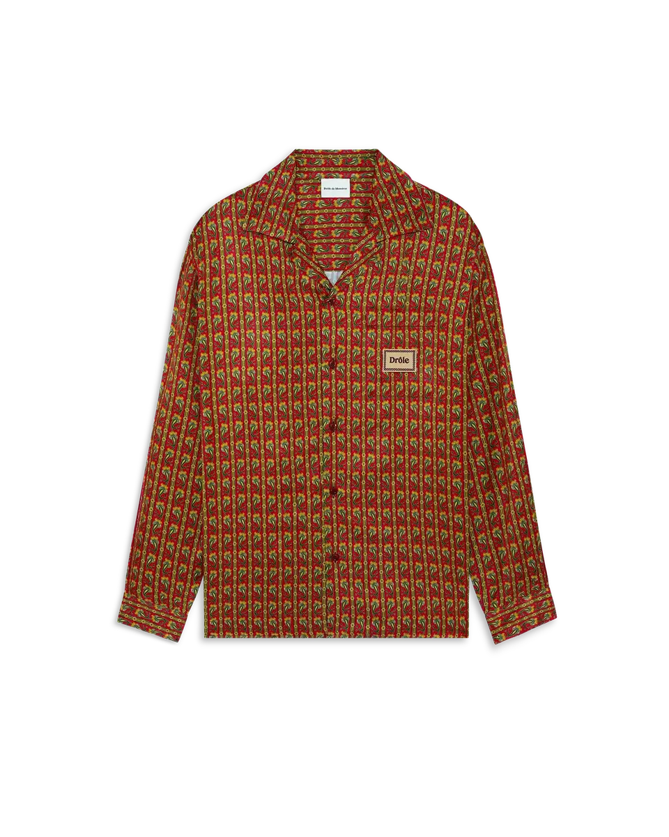 Drôle De Monsieur Paisley Hemd Rot Viskose Loose Fit