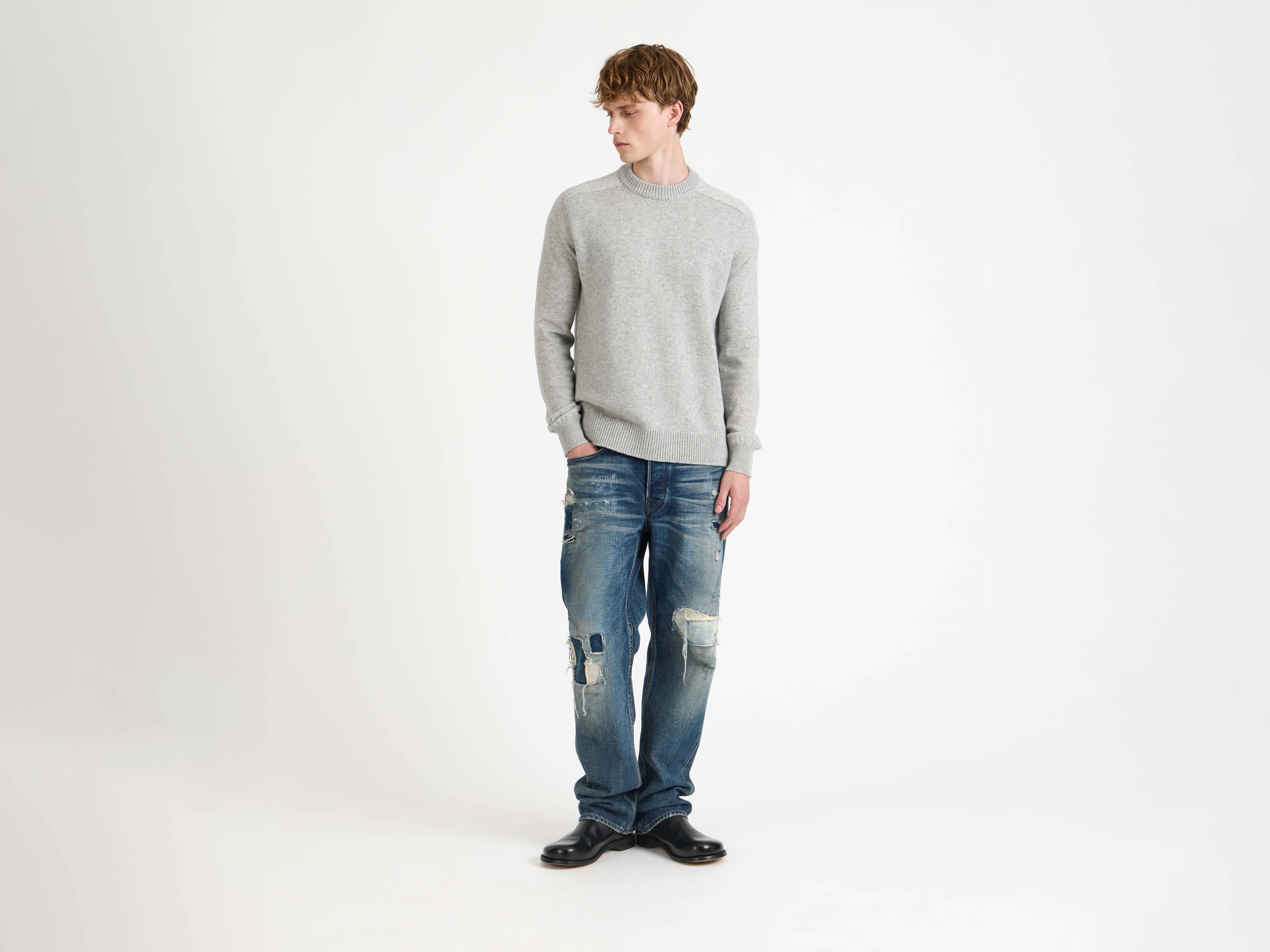 J.W.Anderson Knitwear Raglan Pullover Herren grau melange