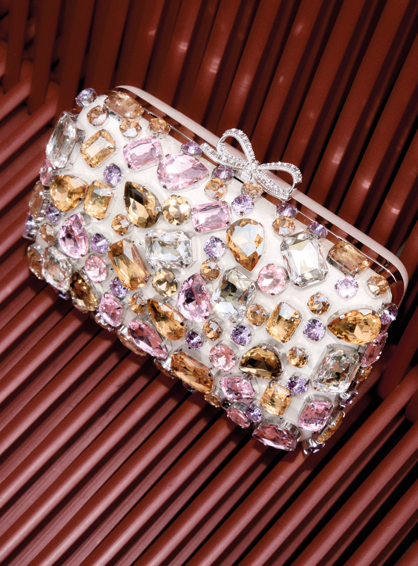 Self Portrait Multi Crystal Clutch Tasche Strass Satin