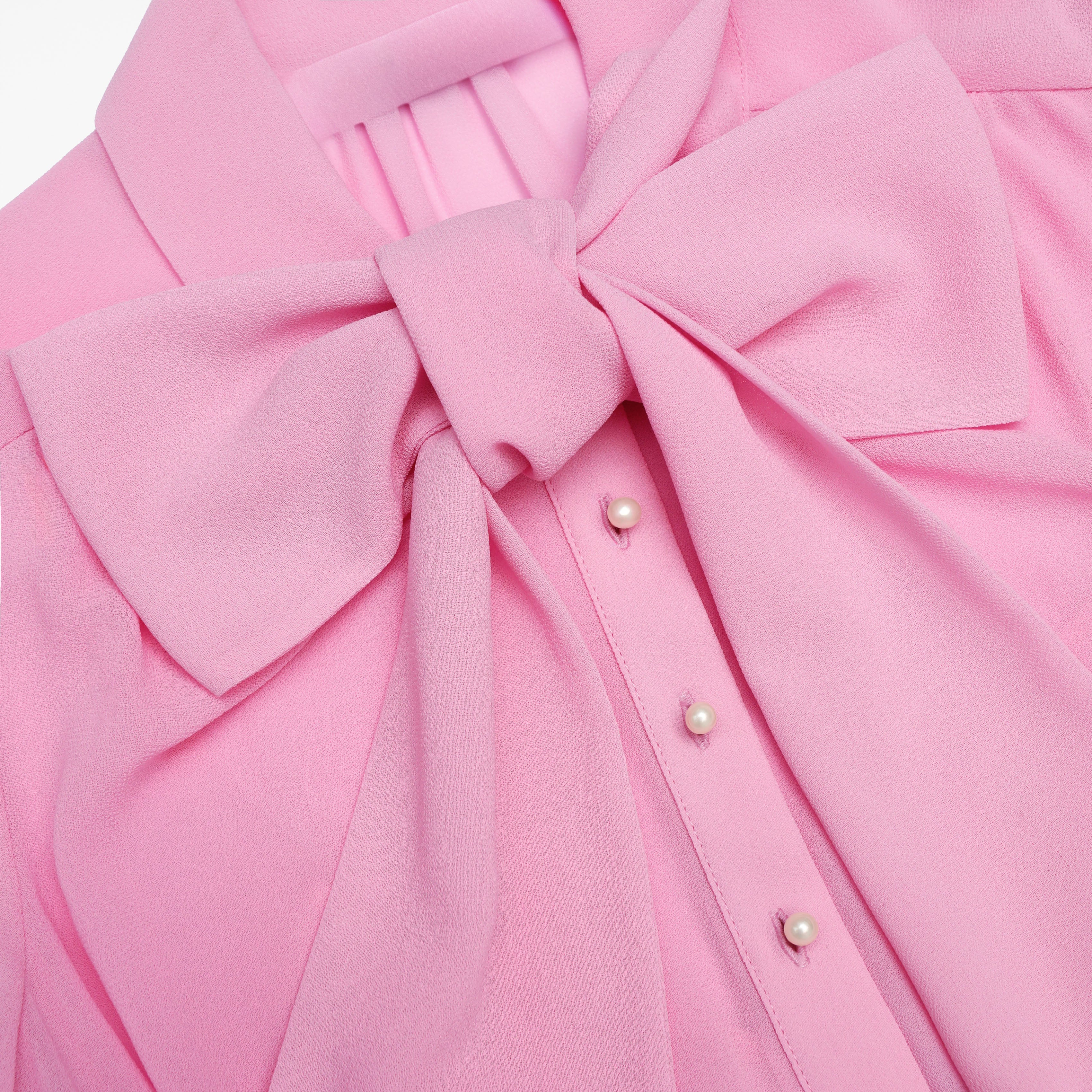 Self Portrait Pink Georgette Tie Neck Midi Kleid Rosa UK 6