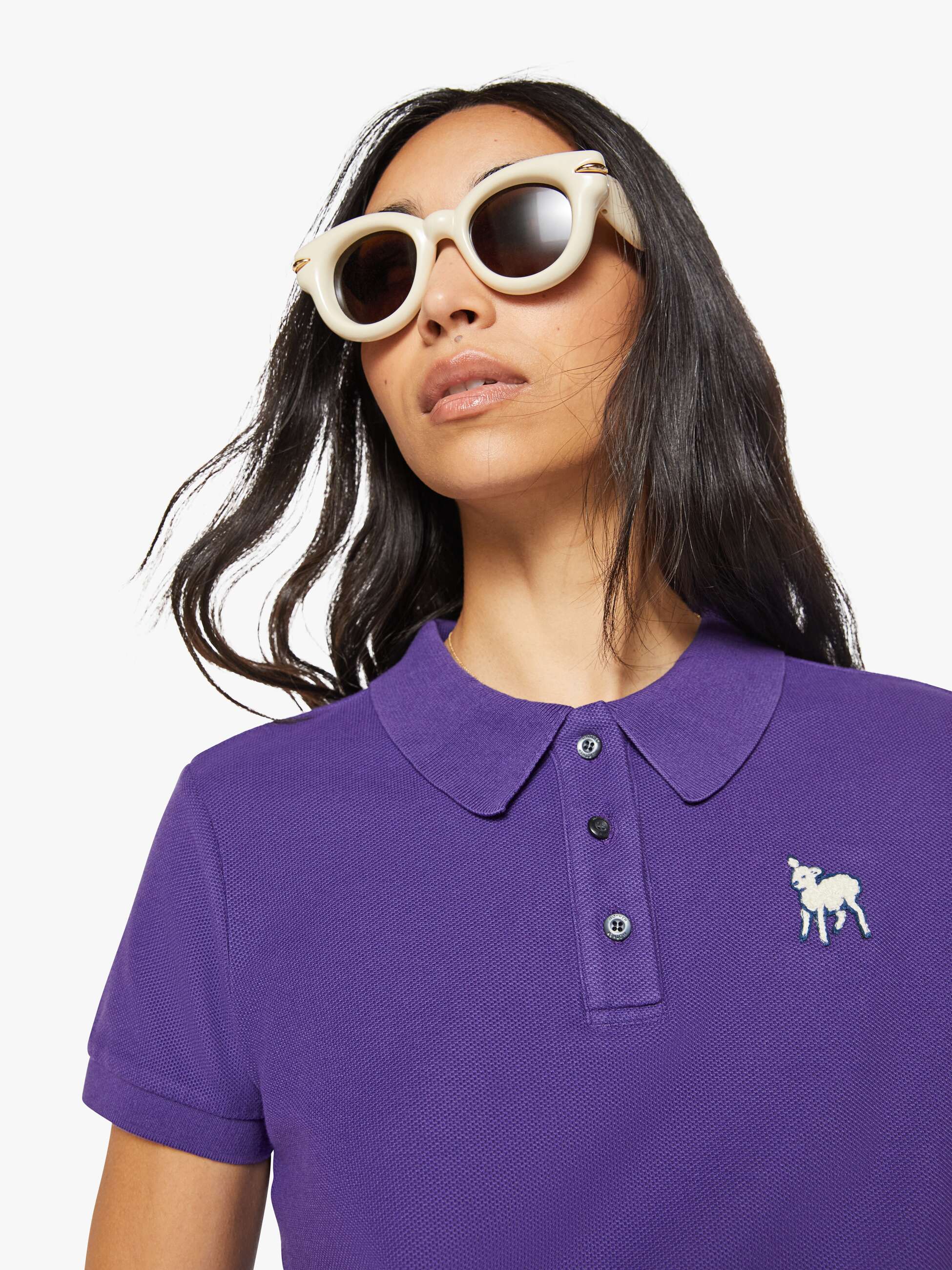 Mother Split S/S Match Polo Purple Reign Lila Baumwolle