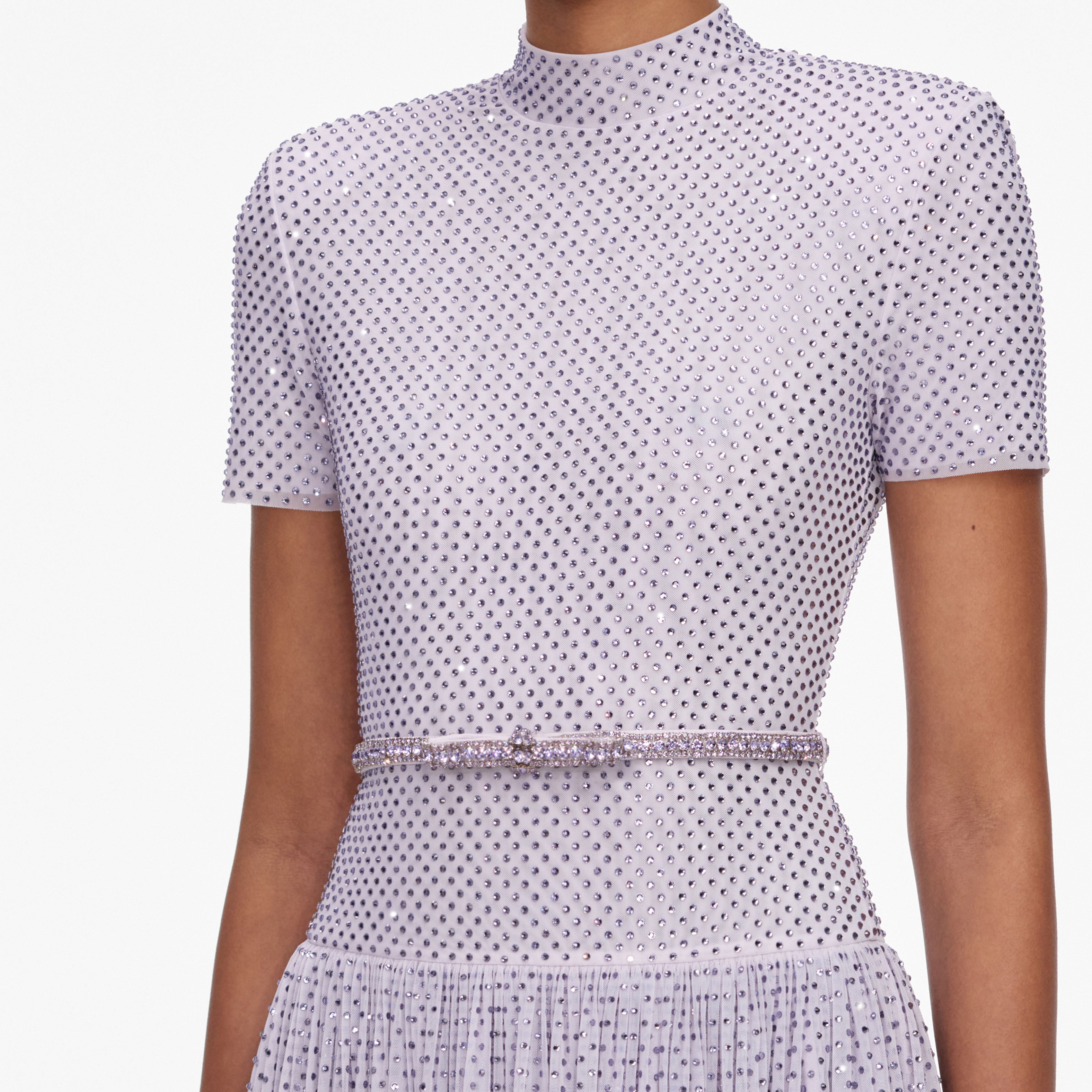 Self Portrait Lilac Rhinestone Midi Dress Kleid lila Strass