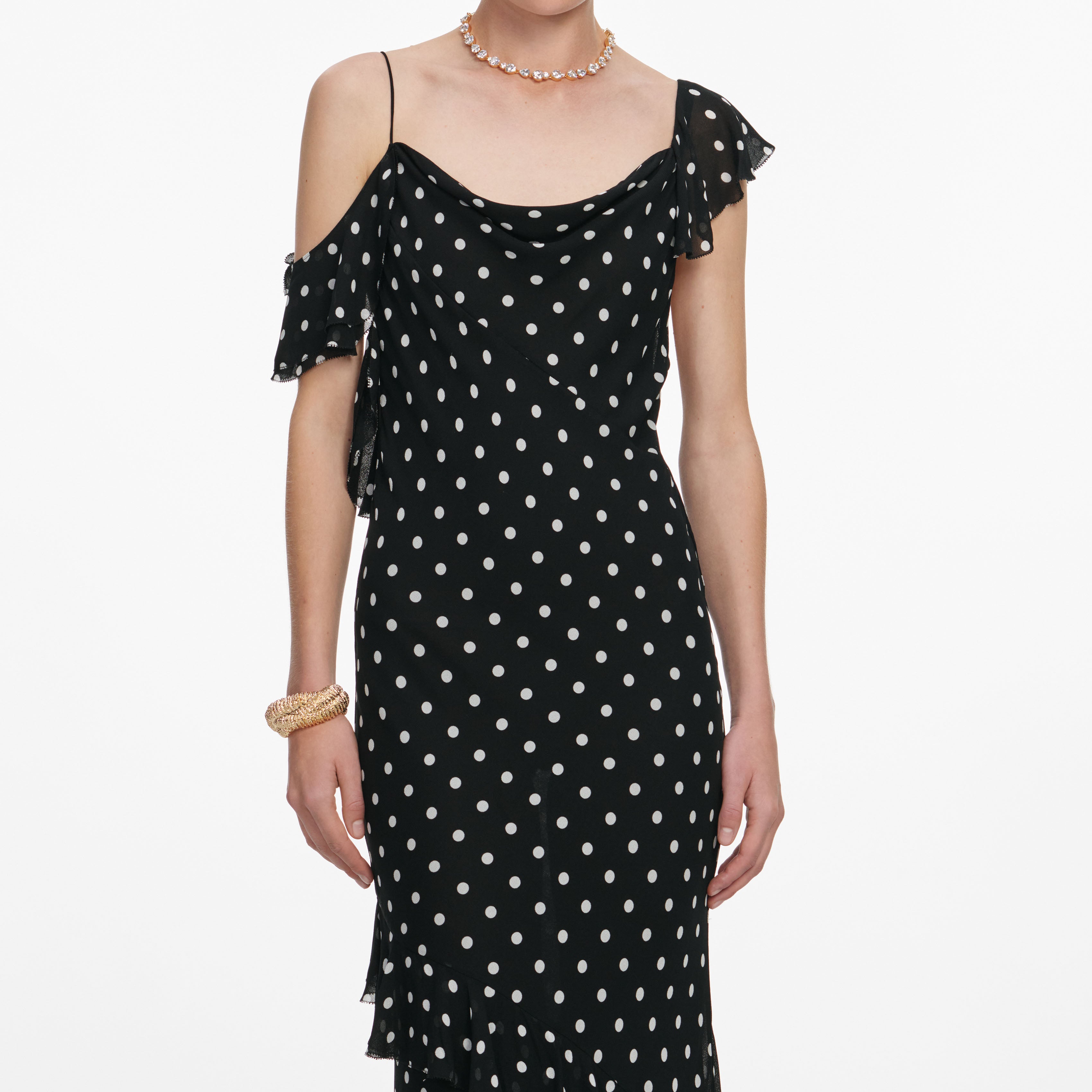 Self Portrait Dresses Black Polka Dot Maxikleid Schwarz Dots
