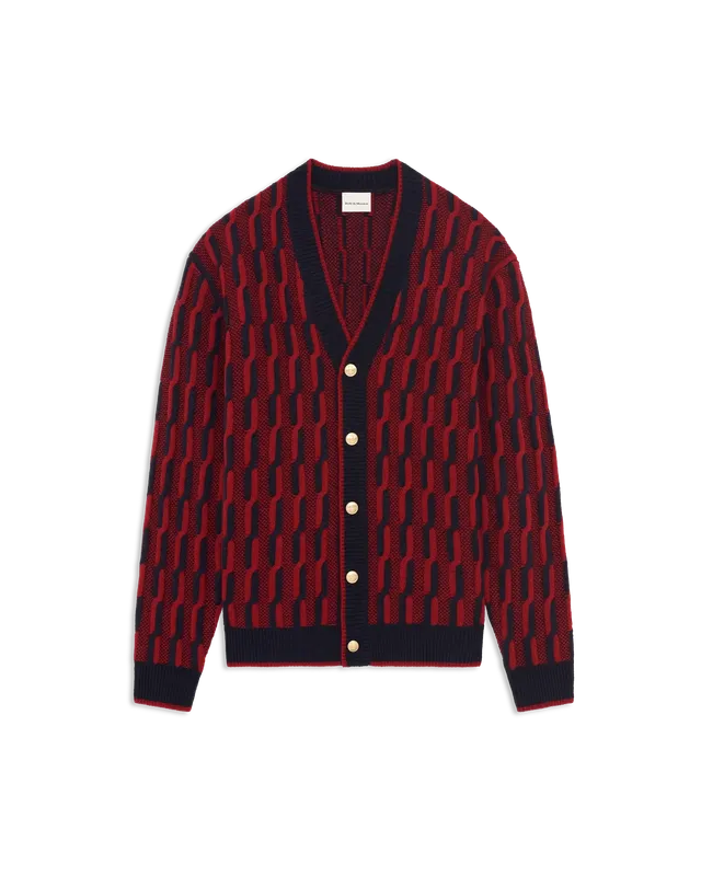 Drôle De Monsieur Cardigan Torsades Strickjacke navy Wolle