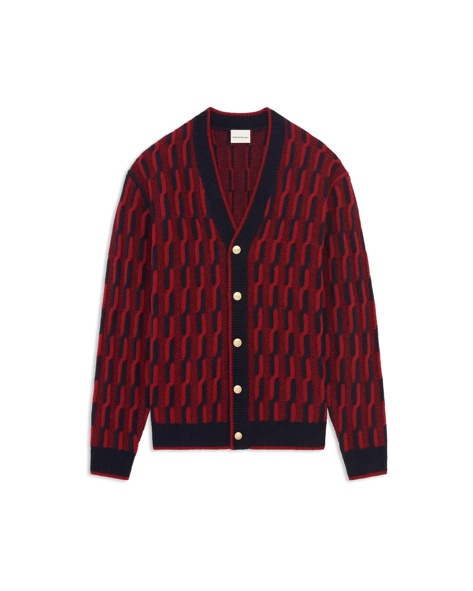 Drôle De Monsieur Cardigan Torsades Strickjacke navy Wolle