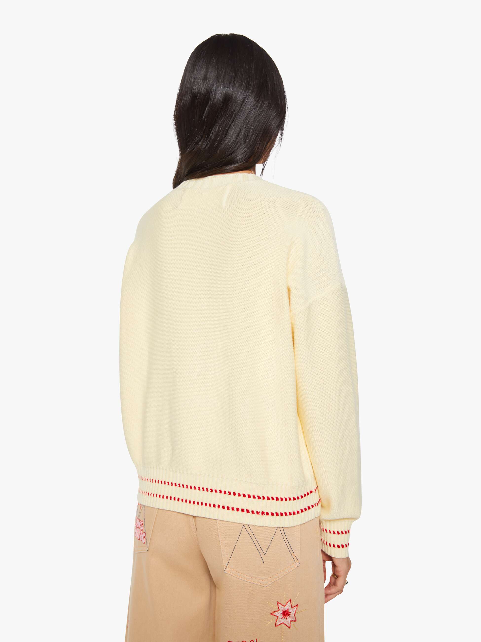Mother The Big Jumper Pullover Ivory Print Baumwolle