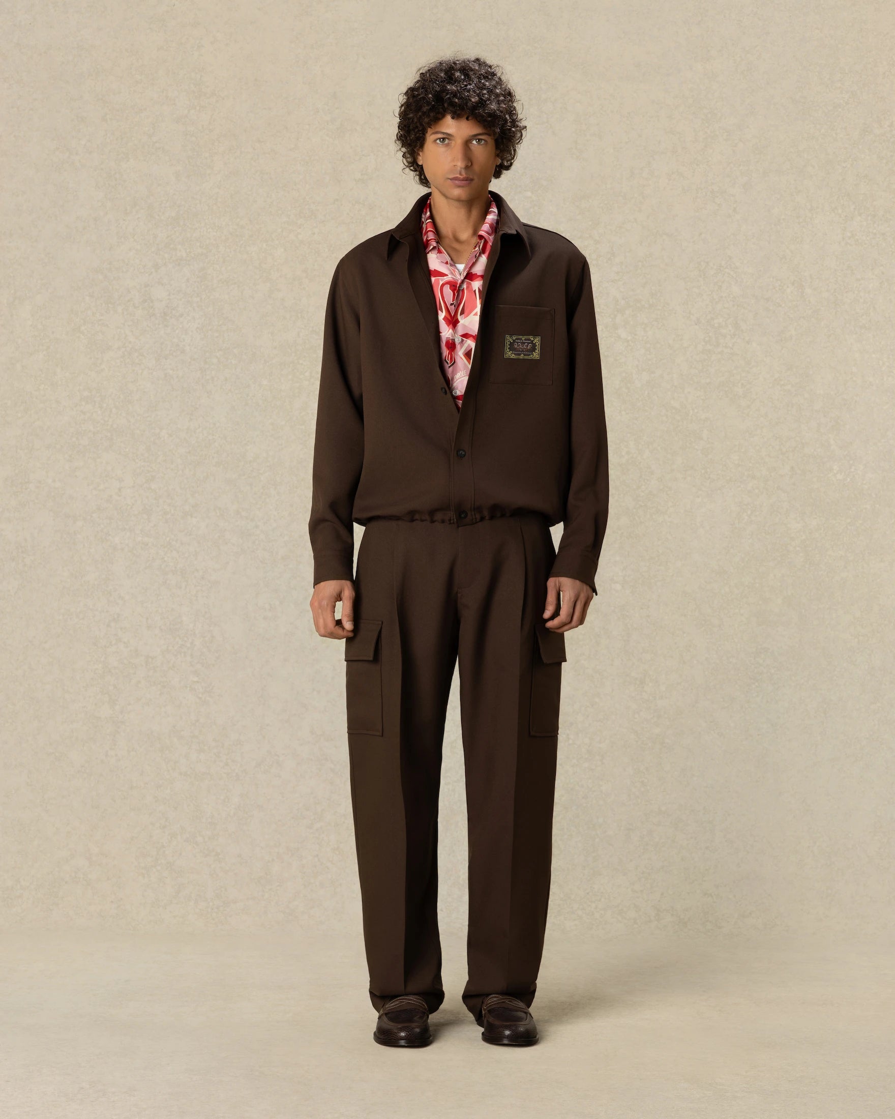 Drôle De Monsieur Elasticated Hem Shirt M-SH276 Hemd Braun