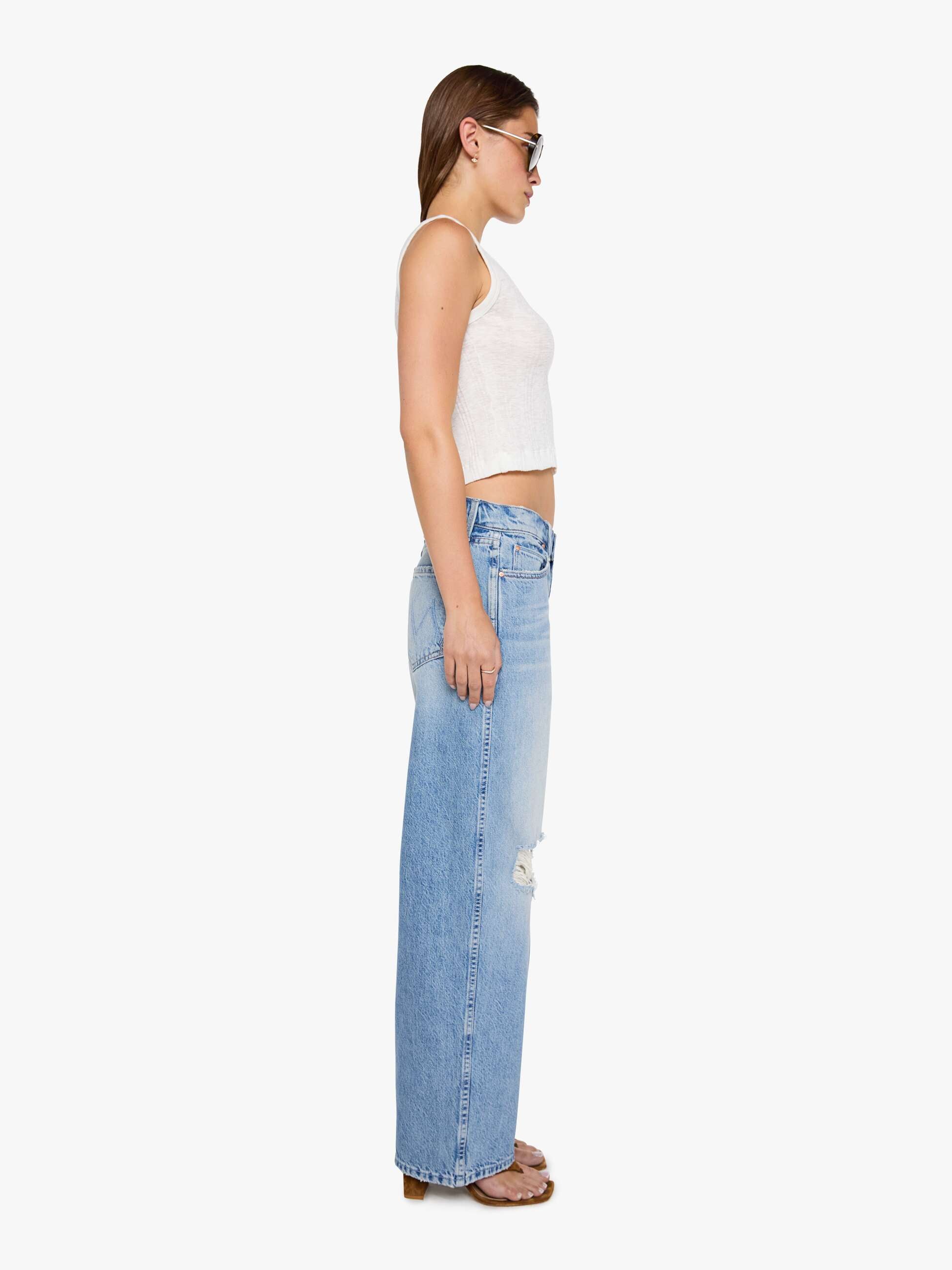 Mother Denim The Down Low Delinquent Zip Sneak Jeans Floral Frenzy