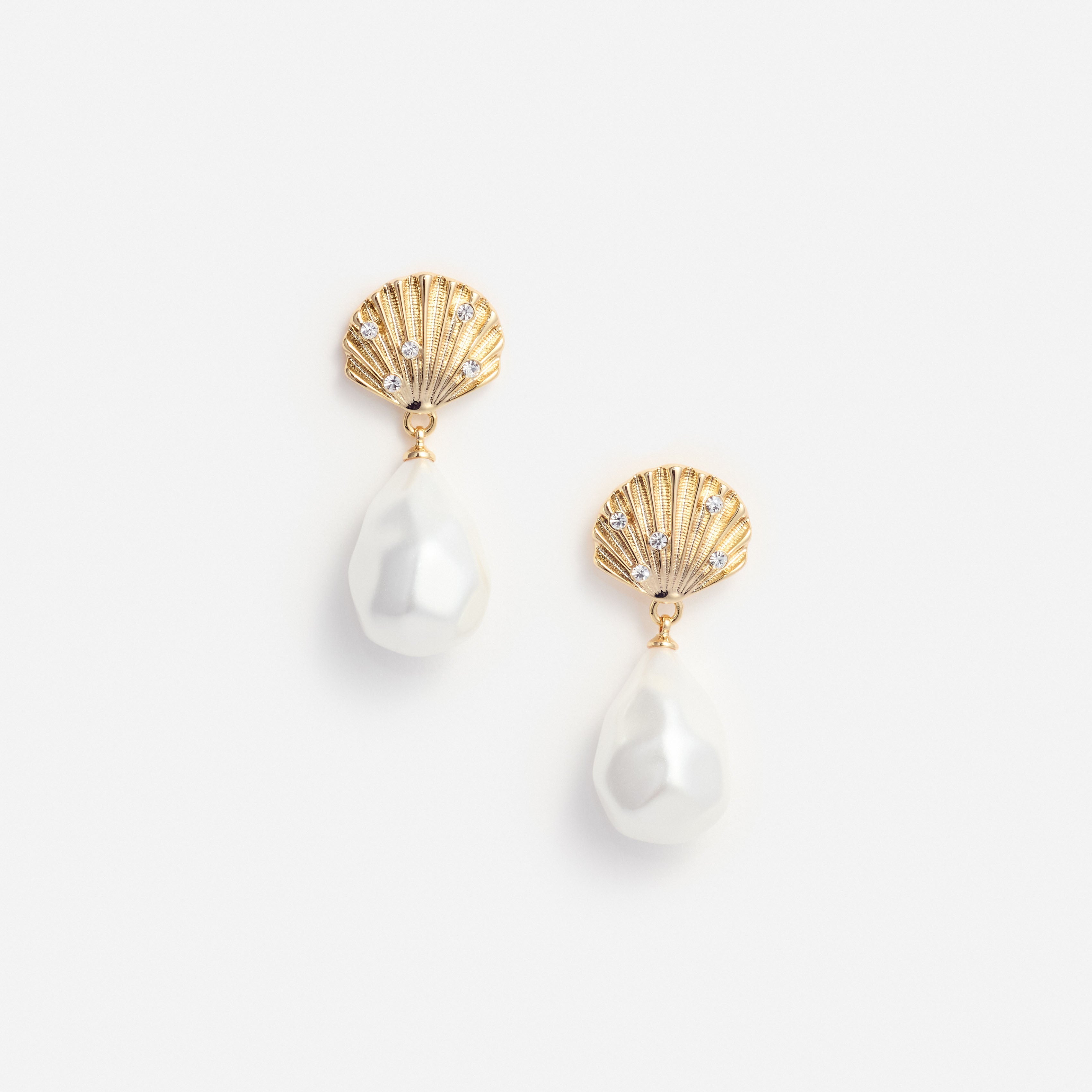 Self Portrait Tiered Shell Ohrringe Gold Creme