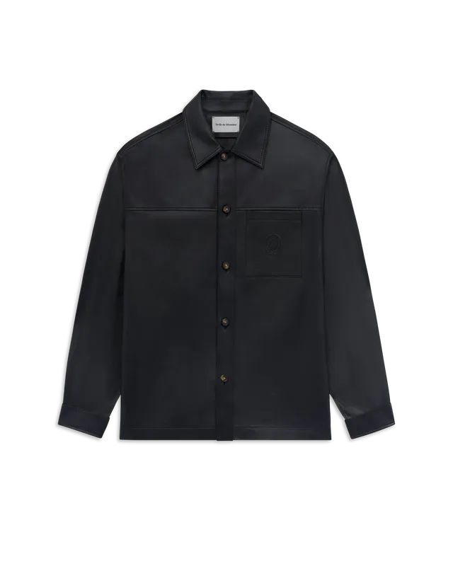 Drôle De Monsieur D Mirror Overshirt Lederhemd Schwarz Lammleder