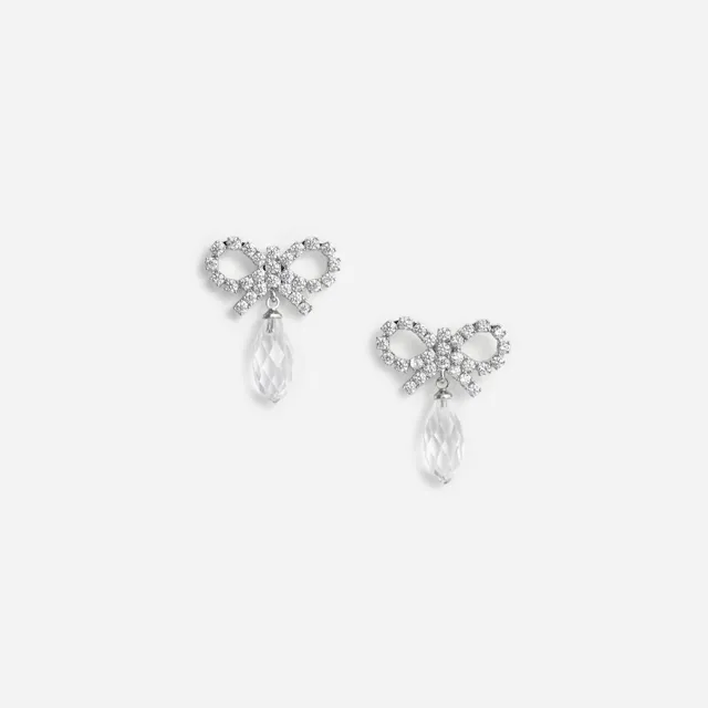 Self Portrait Bow Crystal Droplet Ohrringe One Size Silber