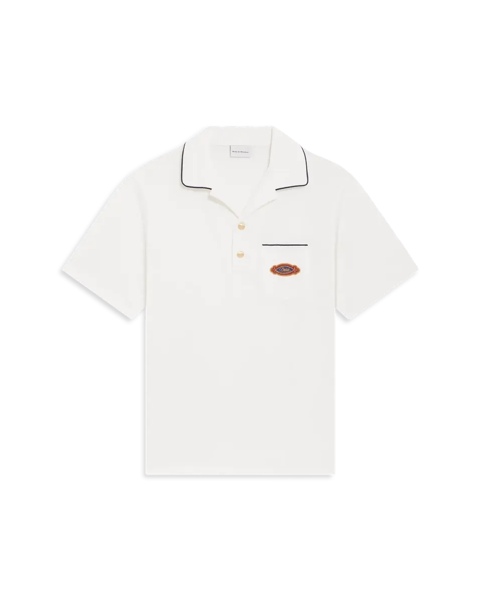 Drôle De Monsieur Polo Drôle Patch Polohemd Off-White Baumwolle