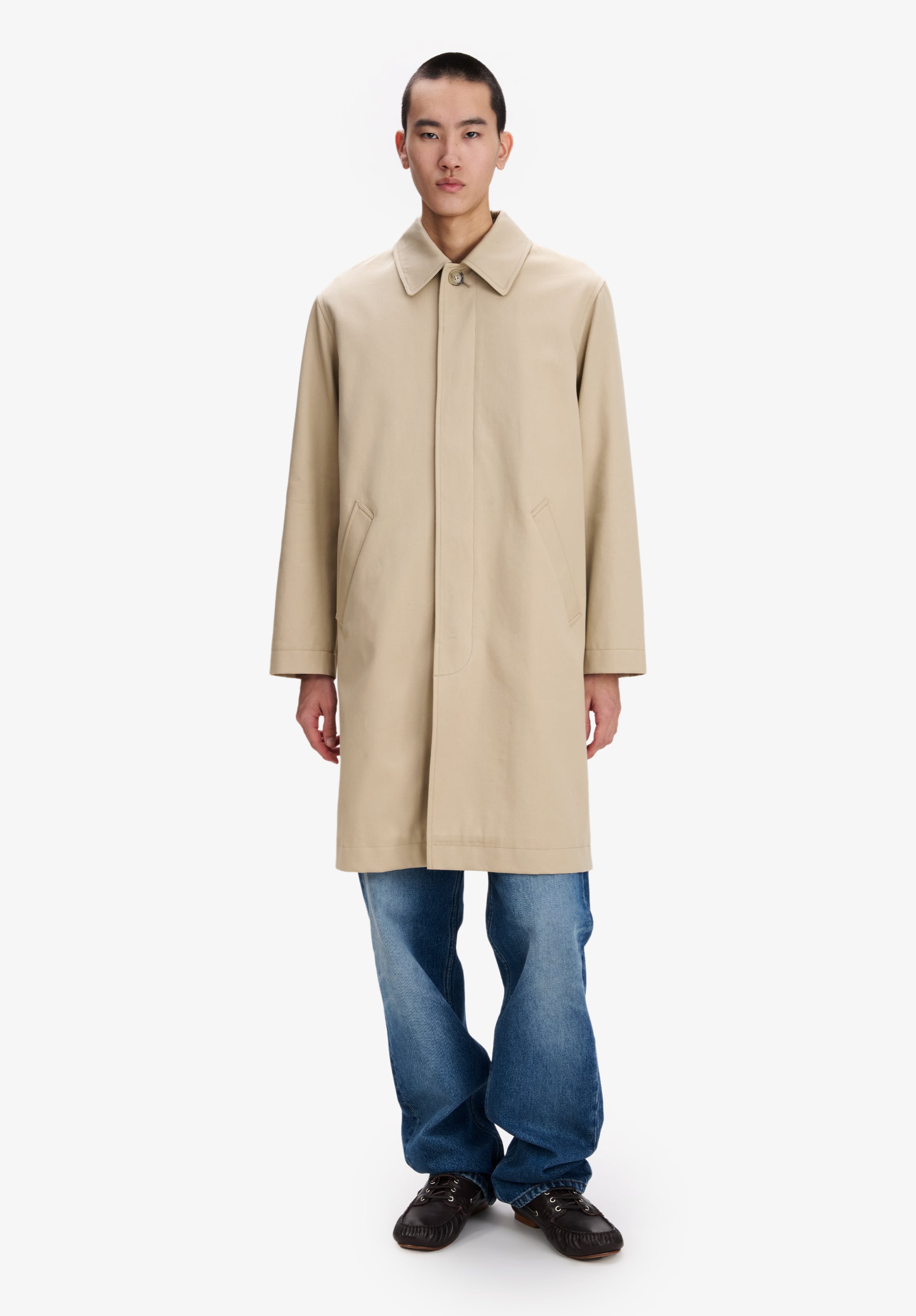 A.P.C. Mac Baumwollgabardine Mantel beige Bio-Baumwolle