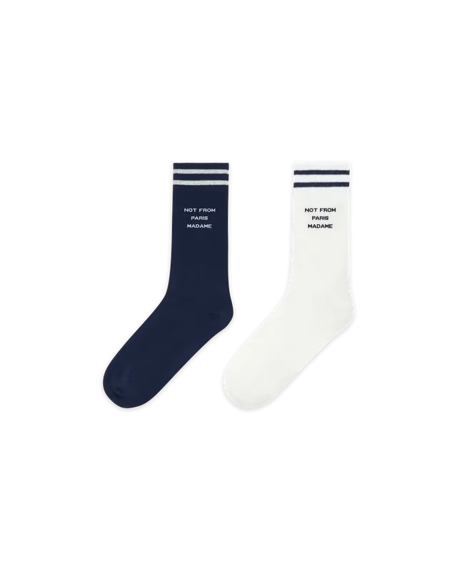 Drôle De Monsieur Slogan Socks Pack Socken Navy 2er Baumwolle