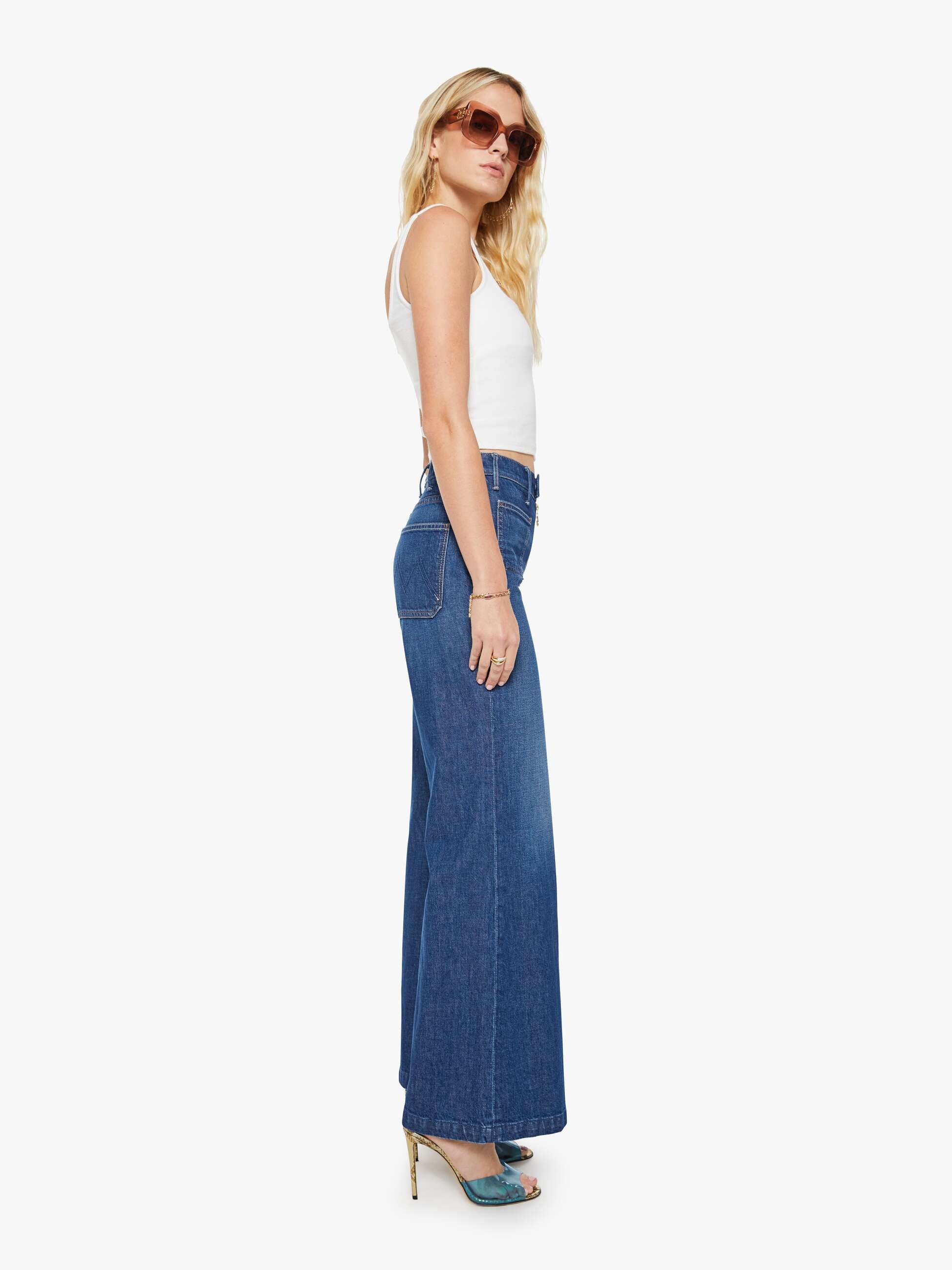 Mother Hustler Roller Wide Leg Jeans Made In The Shade