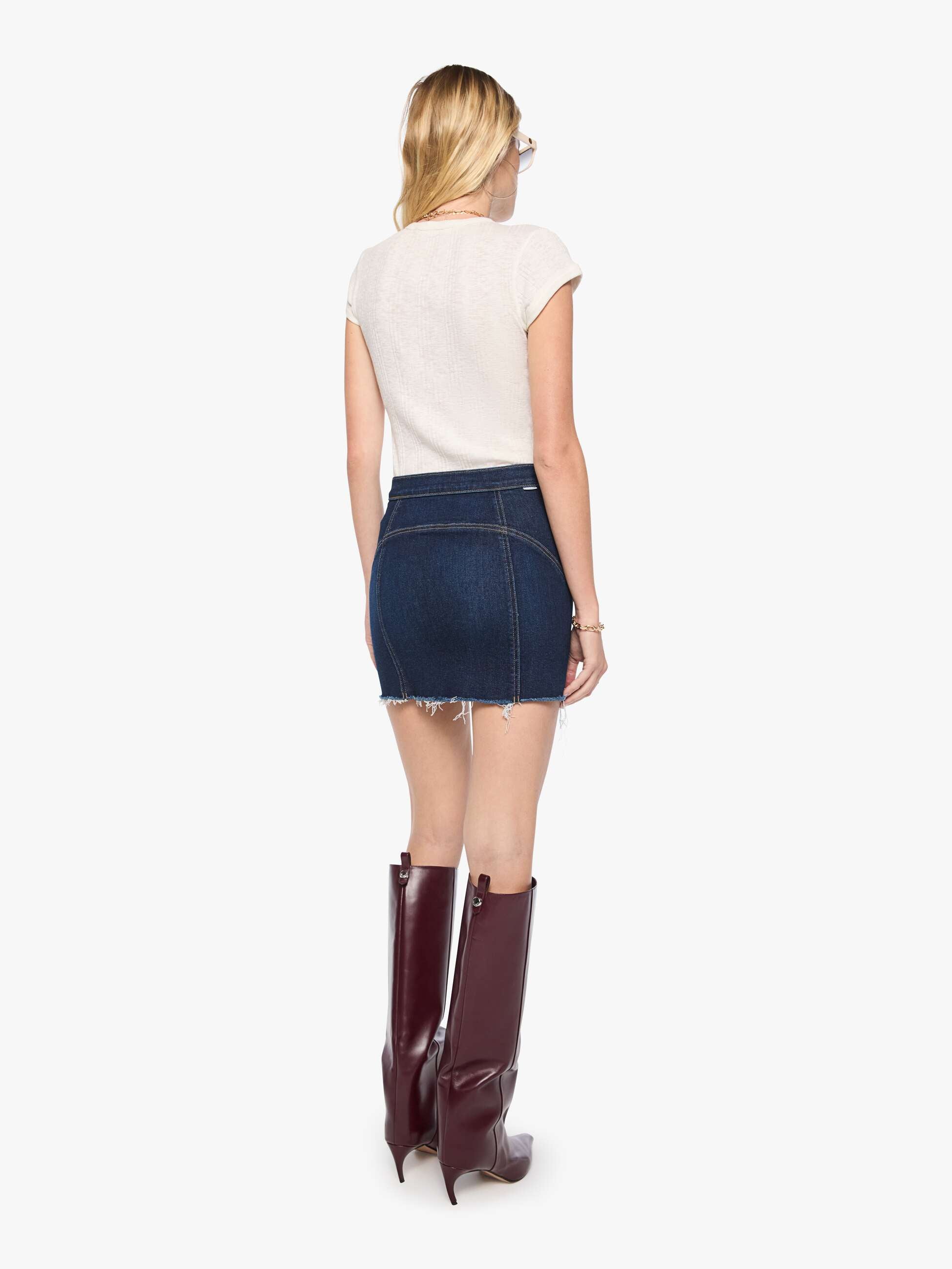 Mother The Racer Vagabond Mini Jeansrock Hard Stop Honey dunkelblau