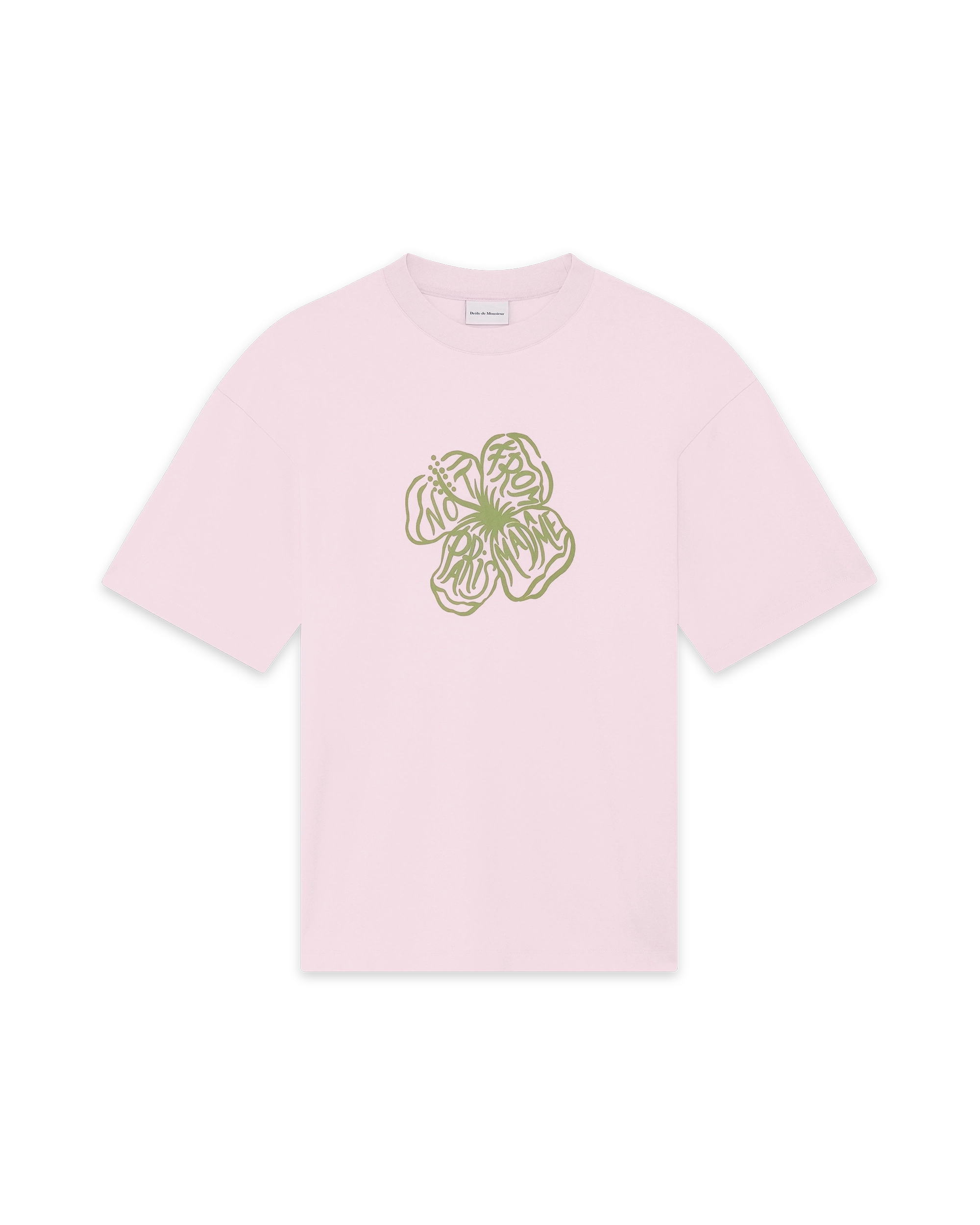 Drôle De Monsieur Slogan Hibiscus T-Shirt Hellrosa Baumwolle