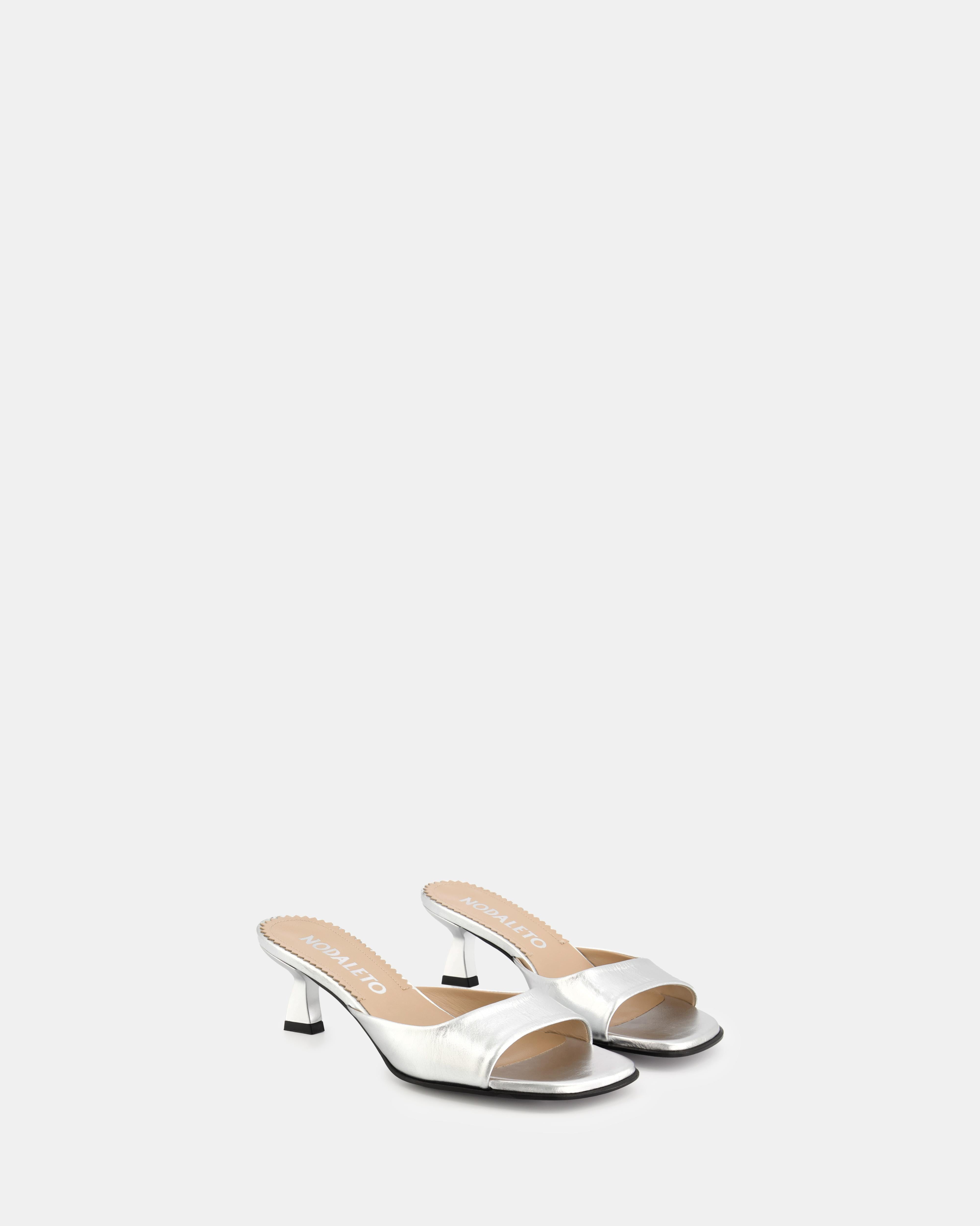 Nodaleto Dona Reese Mules Silver Crackle 5cm