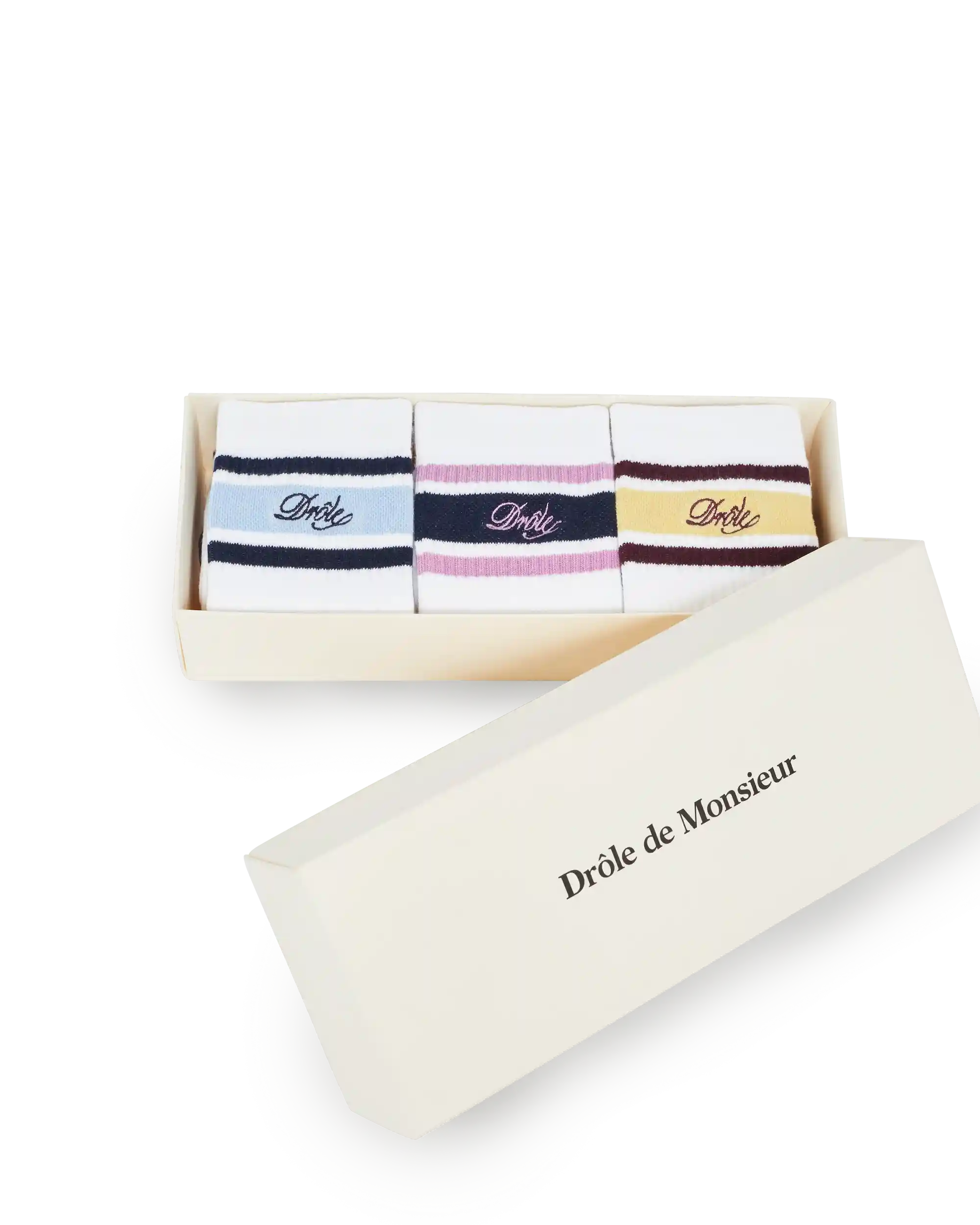 Drôle De Monsieur Striped Socken Multicolor 3er Baumwolle