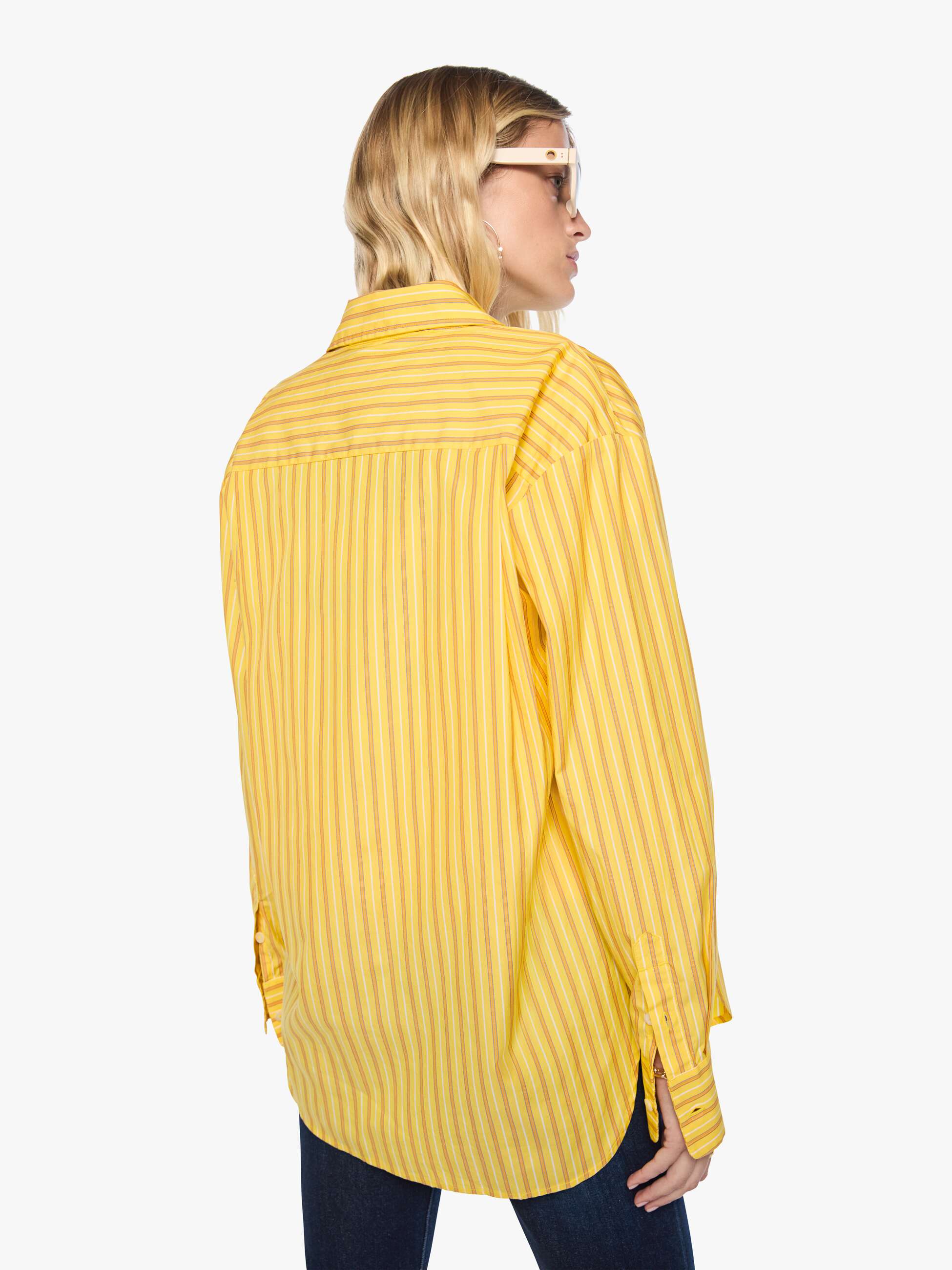 Mother The Roomie Frenchie Hemd Yellow Stripe Baumwolle