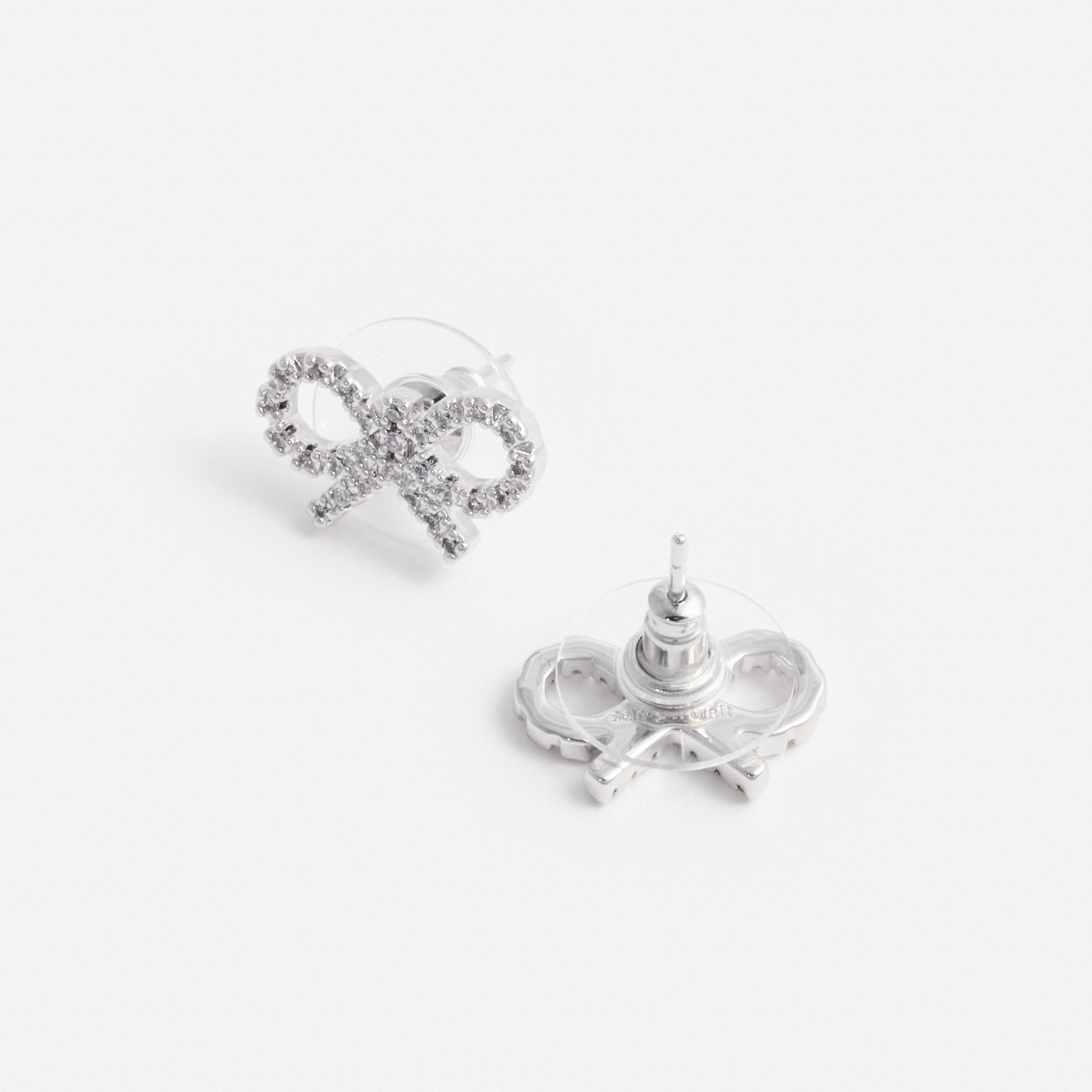 Self Portrait Jewellery Micro Bow Ohrringe Silber Kristall